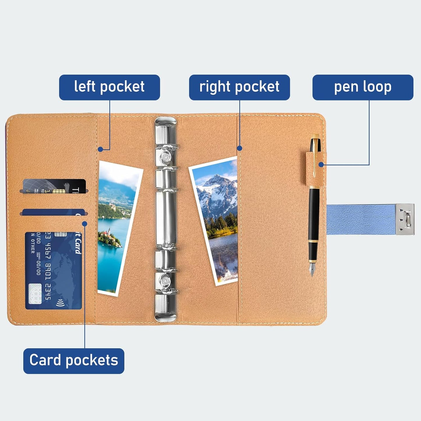 BTSFTOGET Refillable Password Book Binder with Alphabetical Tabs and Lock, 576 Passwords Large Print, 316 Pages Password Keeper for Computer & Website Logins & Phone, Blue PU Hardcover, 7.5in x 5.5in