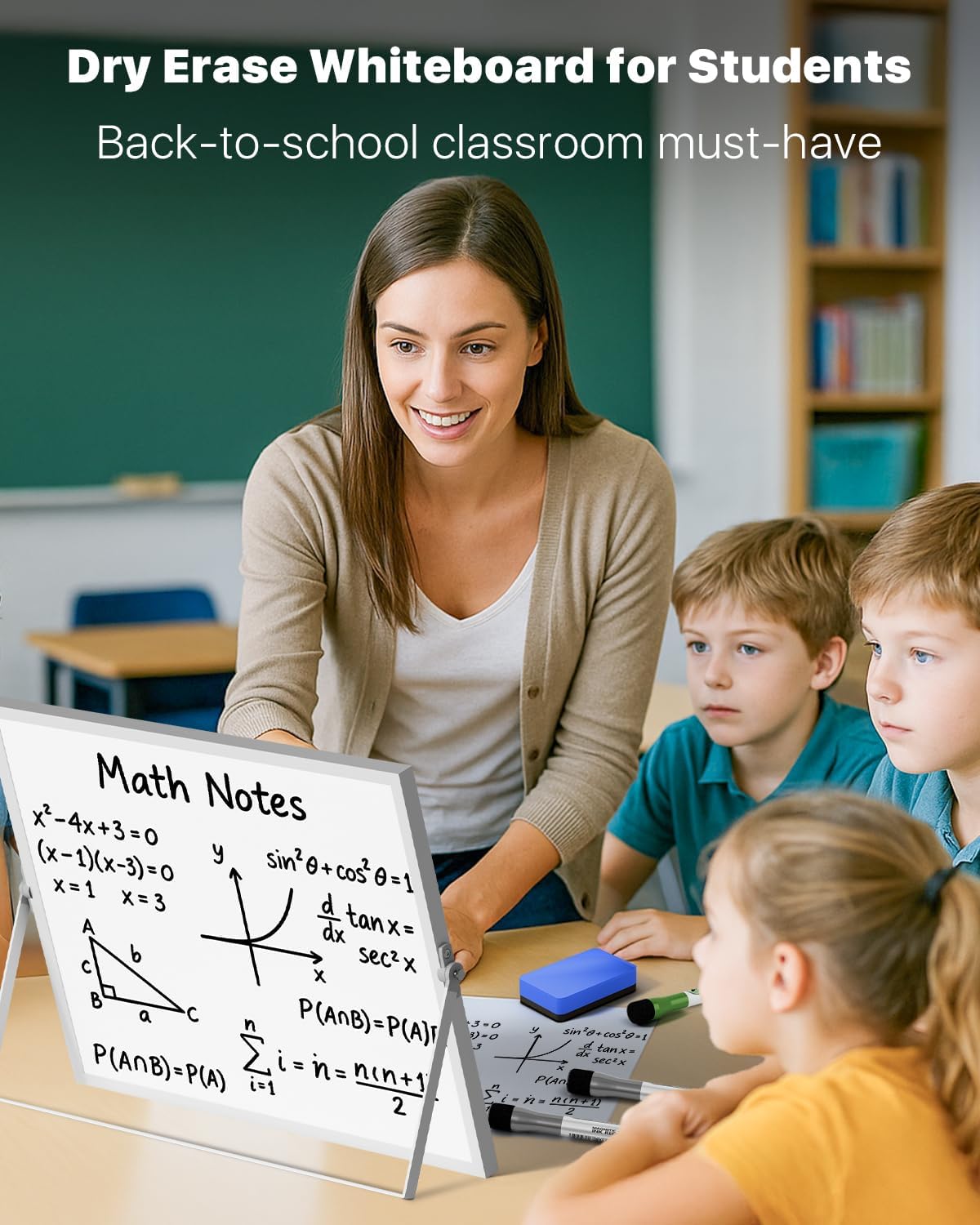 Dry Erase White Board with Stand,Double-Sided Weekly Whiteboard 12"x16",10 Markers,6 Magnets,1 Eraser,Portable Desktop Whiteboard for Planning,Weekly Schedule Board for School for Office