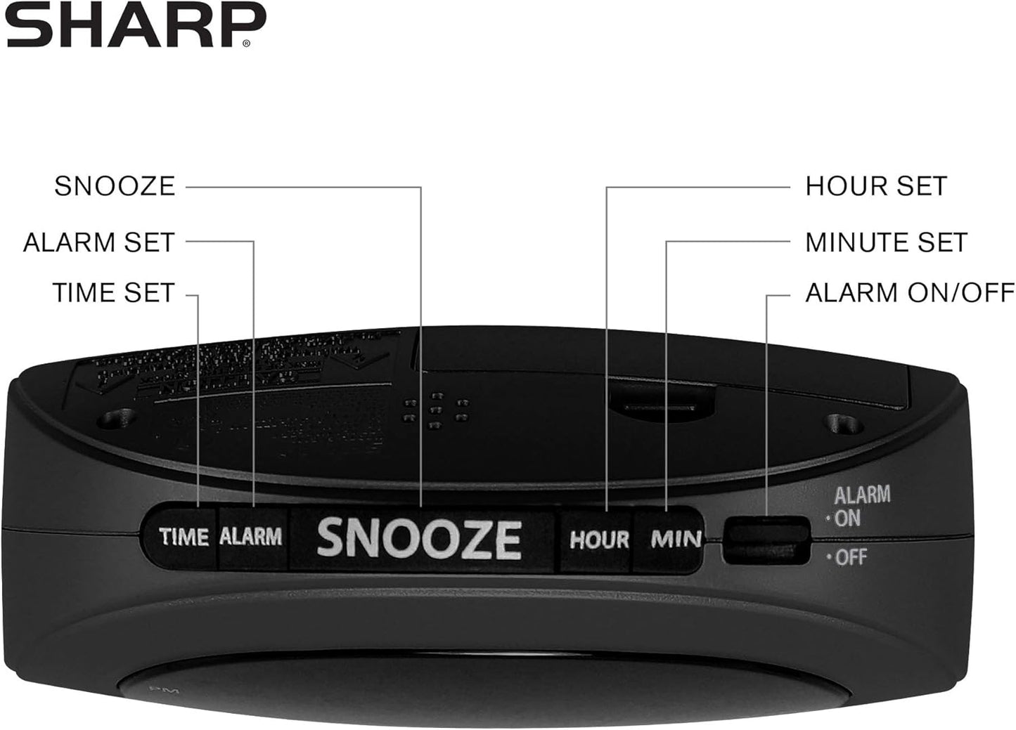 Sharp Small, Space-Saving Digital Alarm Clock – Compact Bedside Clock with Large Red LED Display, Easy Top Button Controls, Snooze, and Battery Backup – Perfect for Bedroom, Dorm, or Travel