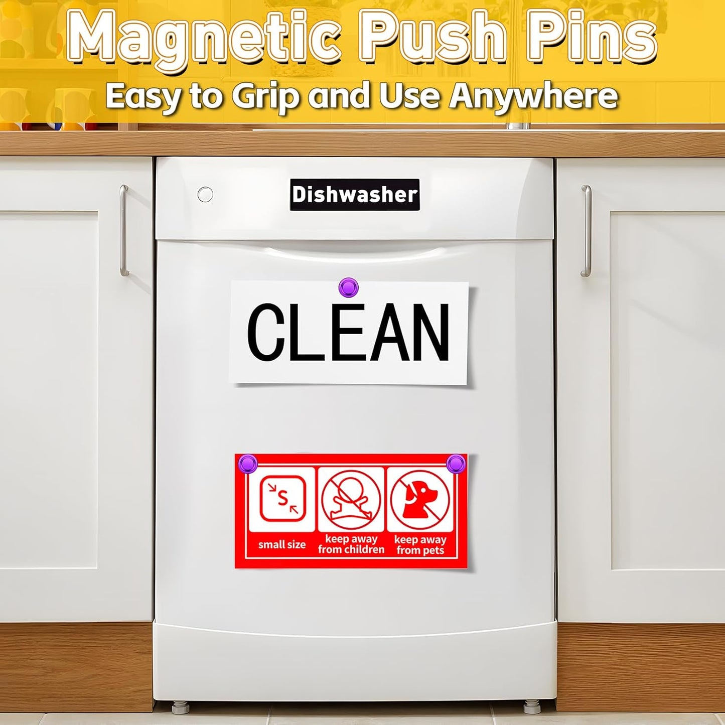 VNDUEEY 16 Pack Purple Fridge Magnets, Refrigerator Magnets Strong Whiteboard Magnet, Small Magnet for Fridge, Magnetic Push Pins for Home, Office, School, Locker, Adult