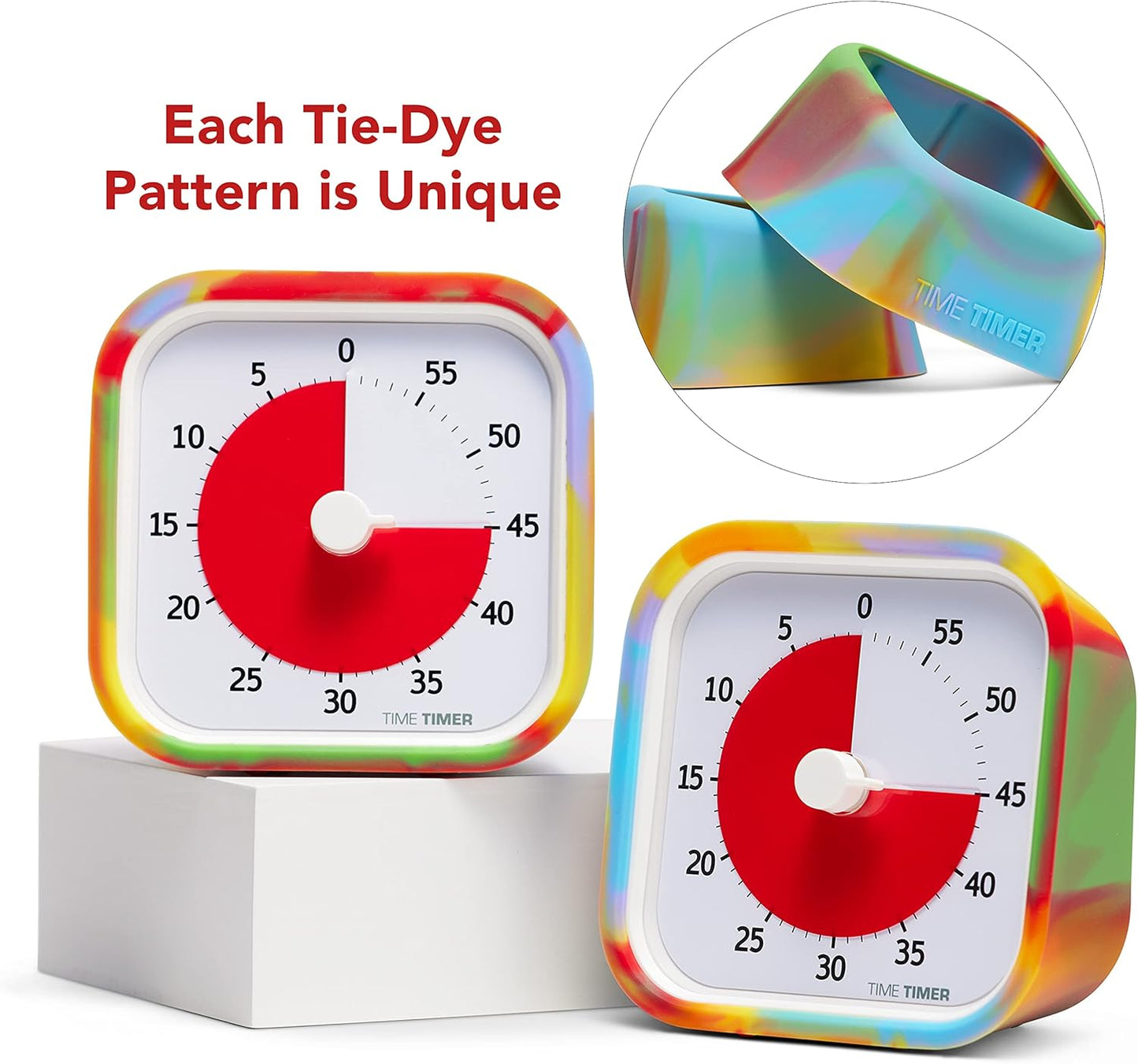 TIME TIMER Soft Removable Cover - Special Edition - Compatible with MOD Visual Timer - for Classroom Learning, Elementary Teachers Desk Clock, Homeschool Study Tool and Office Meetings (Tie Dye)