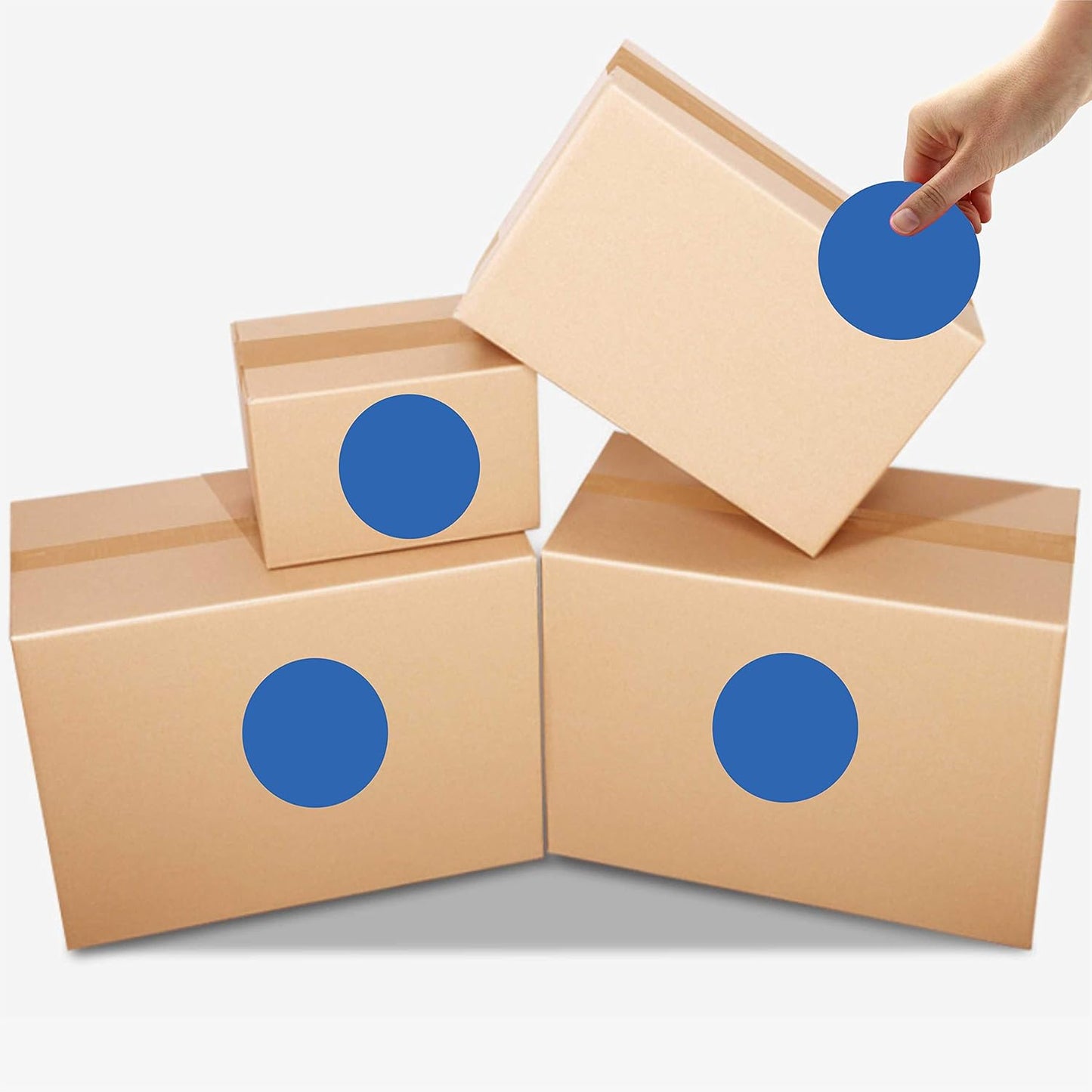 PARLAIM 3 Inch Color Code Circle Dot Stickers, 500pcs Round Color Coding Labels in Dispenser Box for Inventory Business, Blue