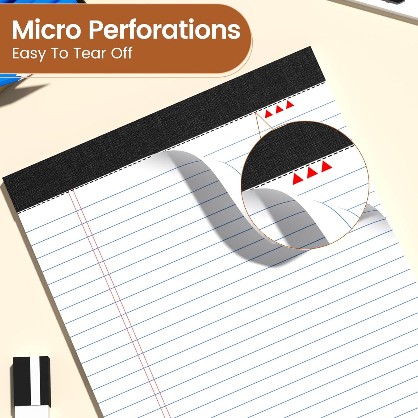 Legal Pads 8.5 X11, Narrow Ruled Notepads, 24 Pack, 50 Sheet/Pad, White Legal Pads, Tear Off Notepad, Perforated Writing Pad, Notebook Paper College Ruled, Notepads for Office Home School, Notepad