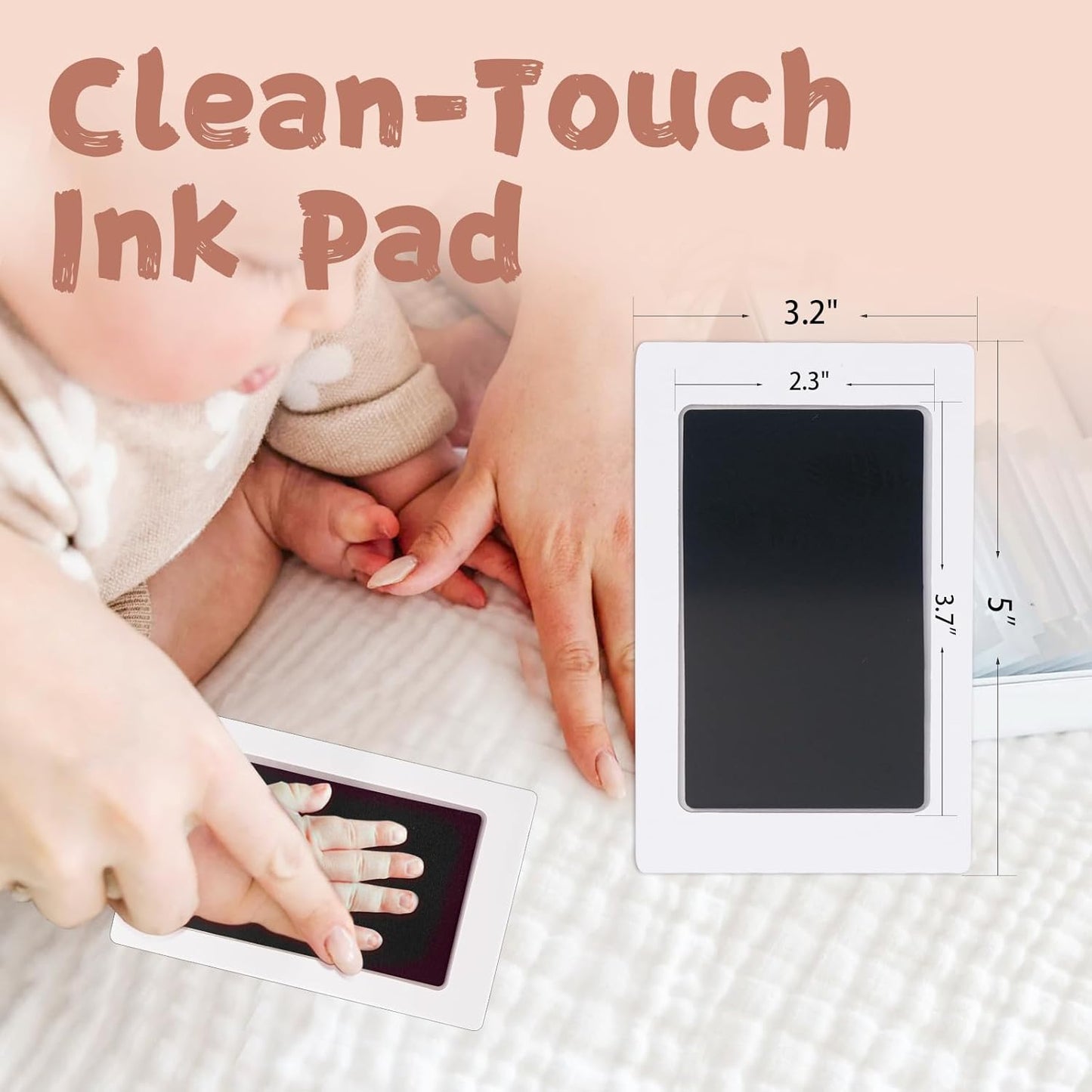 Inkless Baby Hand and Footprint Kit,Clean-Touch Ink Pad Kit,Safe No Mess Printing Infant Hand Foot Stamp,4 Pack Newborn Inkless Print Pads Best Keepsake or Gifts for Family
