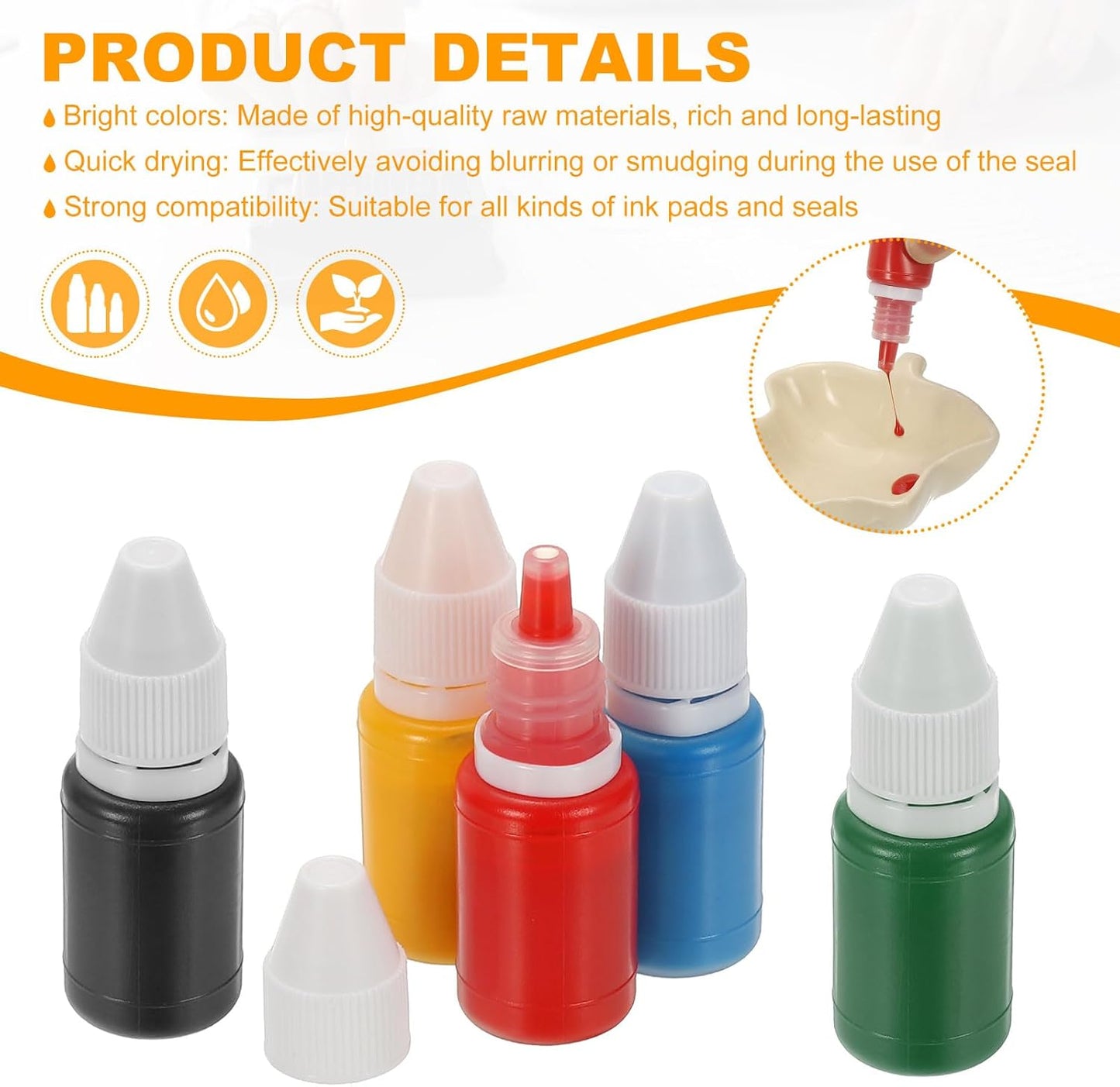 PATIKIL 0.33oz Refill Ink for Stamps and Ink Pads, 12Pcs 10ml Stamp Pad Ink Refill for Office Stamp Self Inking Stamp Date Stamp Scrapbooking, Light Red