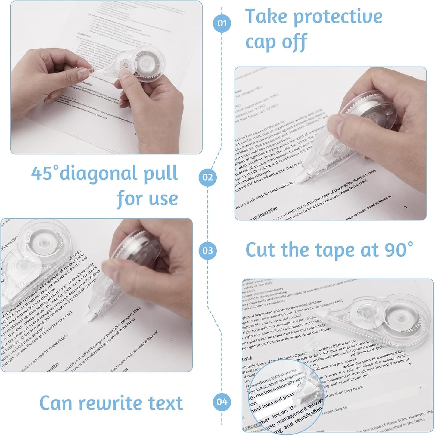 40 Pcs Correction Tape, 39.4 Ft White Wrong Out Tear-Resistant Bulk, Instant Corrections Easy To Use Applicator for School, Office, Note Taking, Journal (Tape Width 0.2 in, Clear)