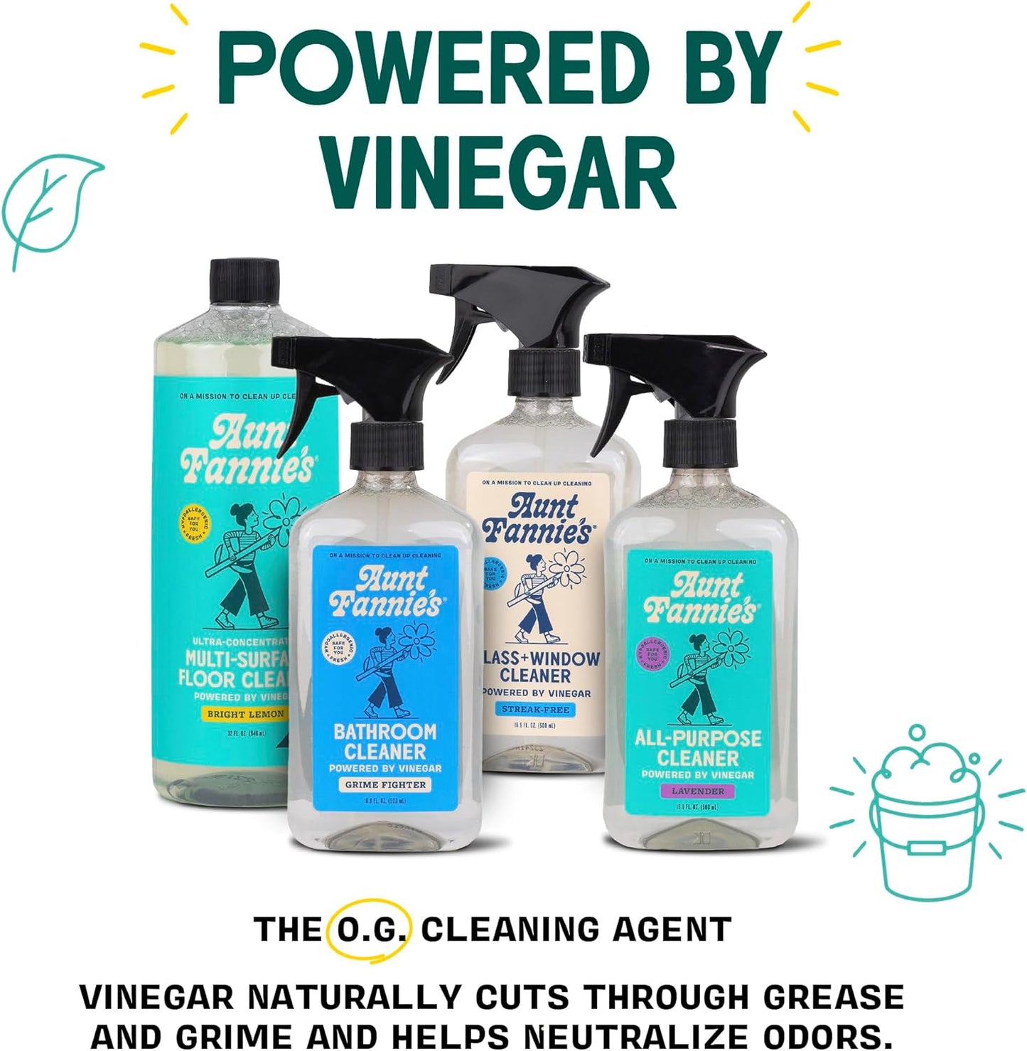 Aunt Fannie's Glass & Window Cleaning Vinegar Spray, Natural Streak-Free Spray 16.9 Ounces (Pack of 3)