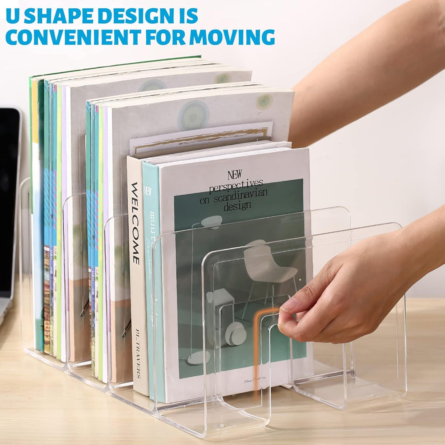 SAYEEC Acrylic File Sorter, Clear File Holder Acrylic Desk Organizer, Sturdy Desktop Files Organizer Files Folder Holder Rack for Envelopes Mail Letter Paper Notebook Electronics (2)