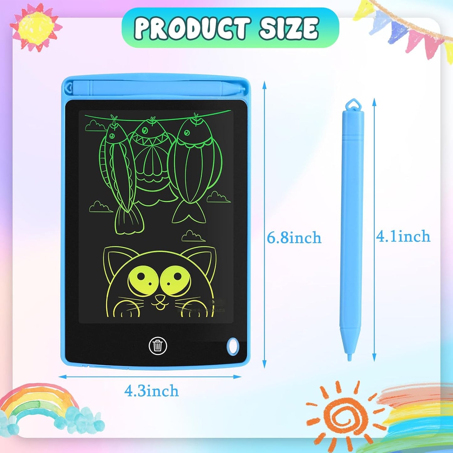12 Pack LCD Writing Tablet for Kids 6.5 inch, Colorful Drawing Board with One-Click Erase, Lock, and Stylus, No Blue-ray Screen, Drawing Pad Toy for Ages 3-12 Boys and Girls Gifts (Pink, Blue, Black)