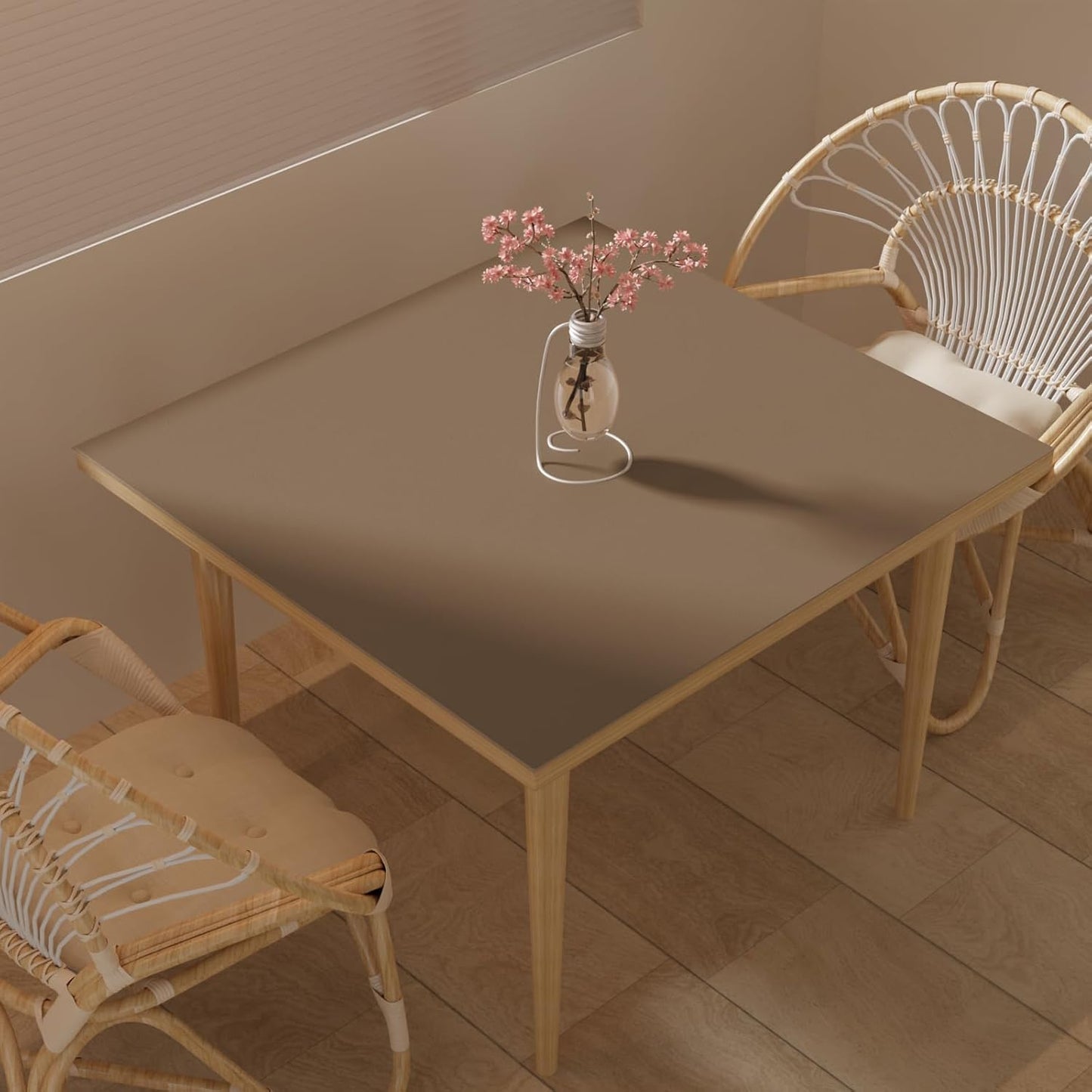 Leather Table Cover,1.8mm Thick,42x42 Inch Table Protector,Table Protector for Dining Room Table,Dining Table Cover,Table Cover Protector(Mud Color+Champagne Gold,42x42)