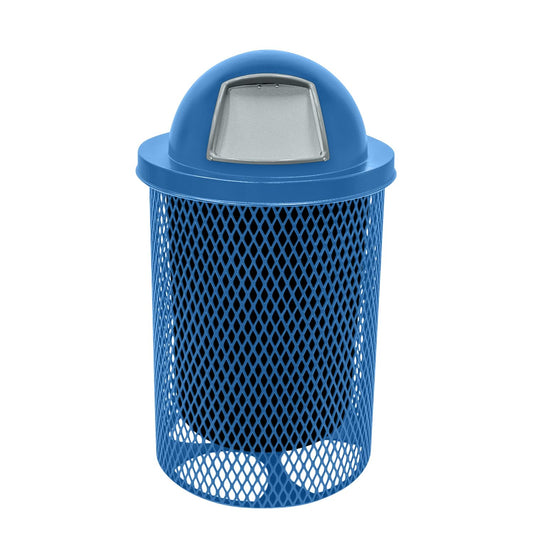 RDT-TXTLBL Heavy Duty 32 Gallon Round Trash Receptacle, Liner Included, Textured Light Blue with Textured Light Blue Dome Top, Made in America