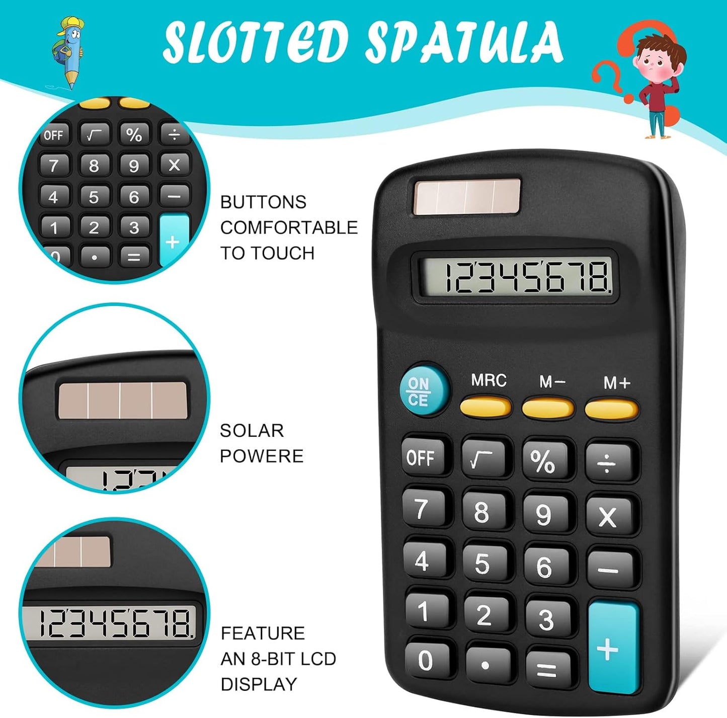 24 Pack Basic Mini Calculators - 8 Digit Display, Solar Battery & AC Power, Handheld for Office, School & Home