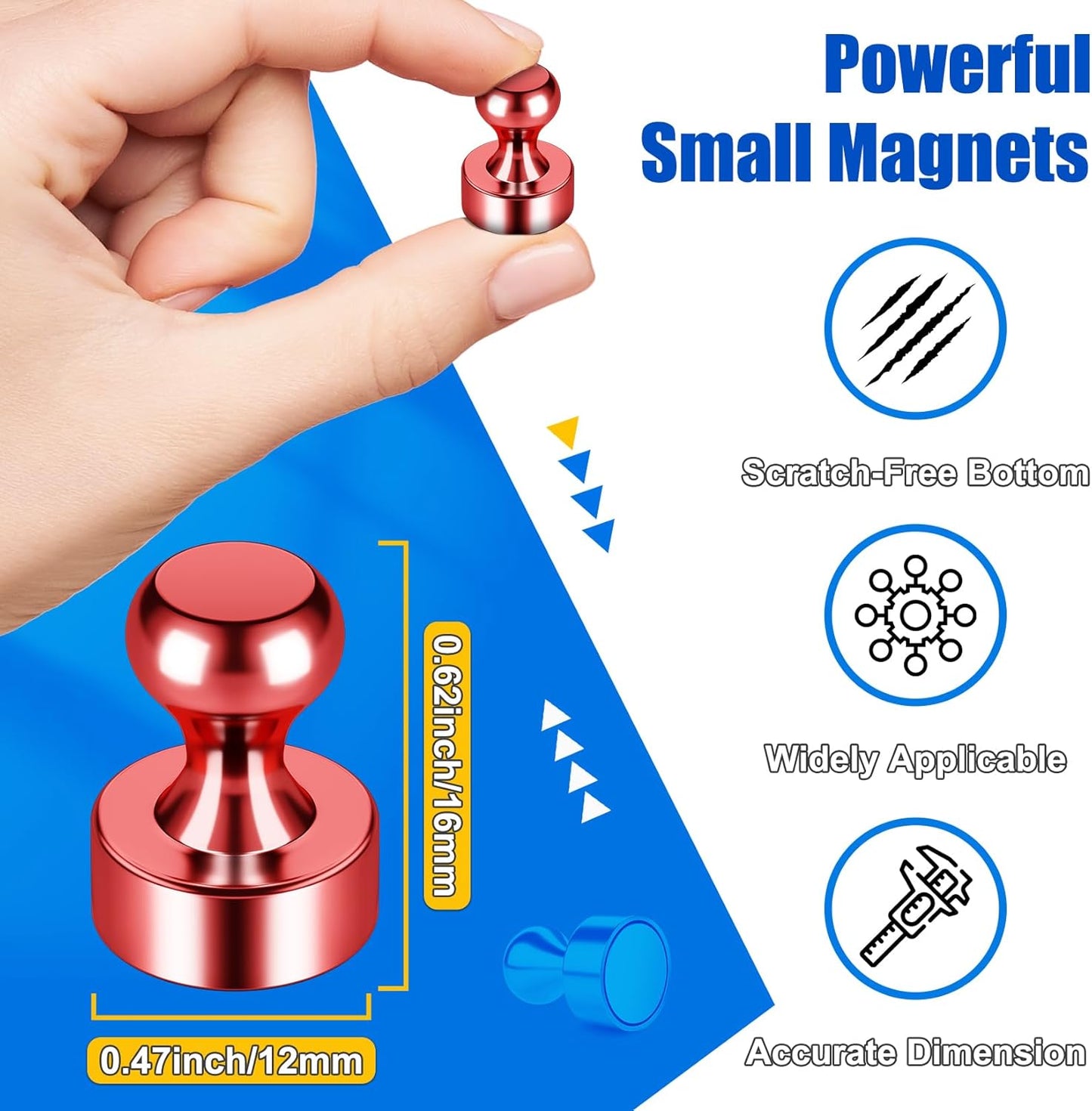 Whiteboard Magnets, Red Metal Strong Magnetic Dry Erase Board, Magnetic Clips for Refrigerator, Small Fridge Magnets for Kitchen, Office, Gadgets, Shopping List, Pack of 18