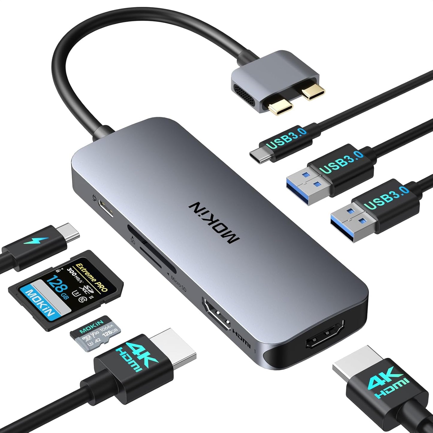 Docking Station for MacBook Pro Air,USB C Docking Station Dual Monitor,Dual HDMI Adapter Hub for Mac MacBook Pro with 2 HDMI(4K @60Hz), 3 USB3.0,SD TF Card Reader and 100W PD USB C Port