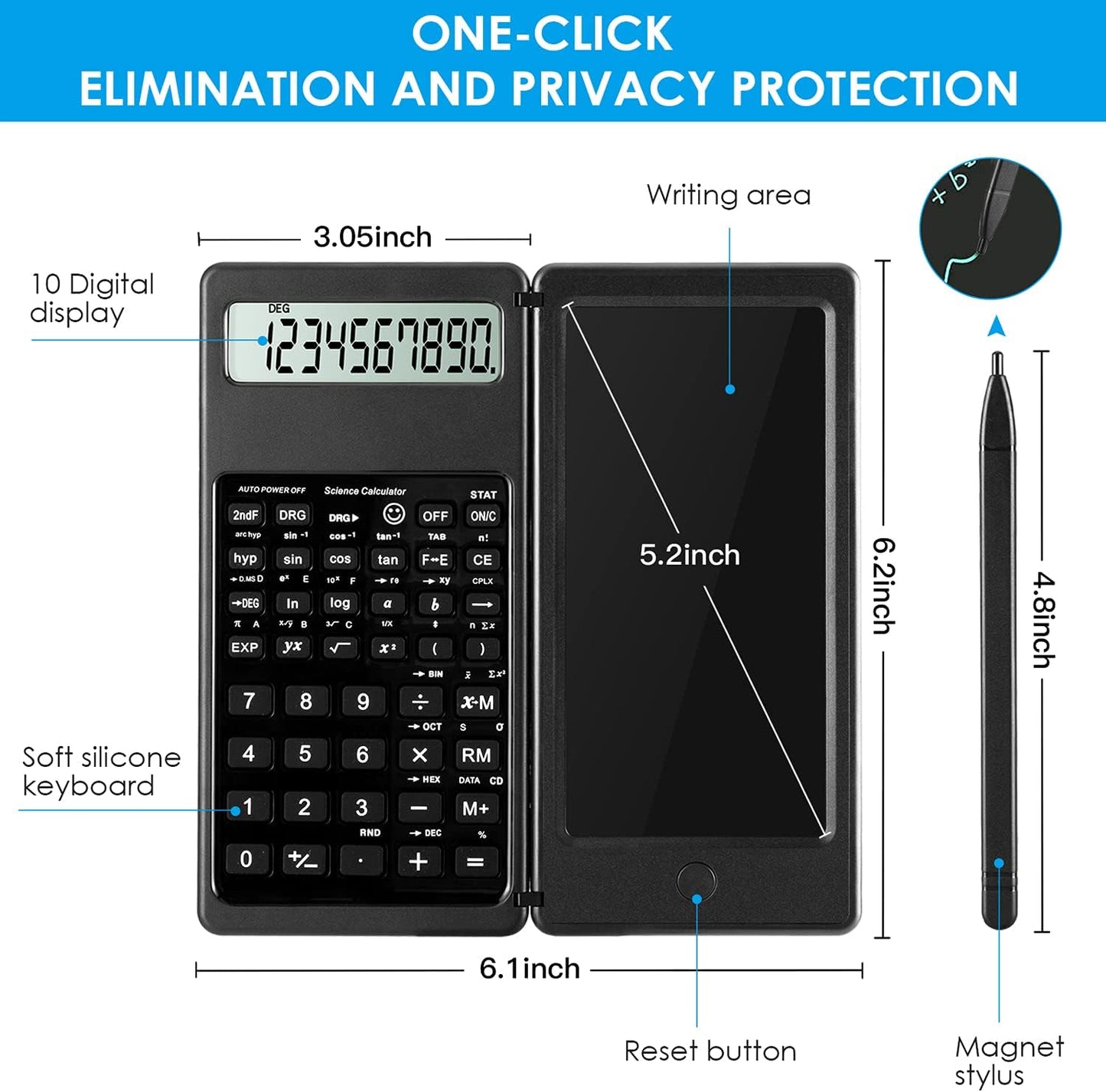 Scientific Calculators for Students, 10-Digit Large Screen, Math Calculator with Notepad, Classroom Must Haves for Middle High School Supplies & College (Black)
