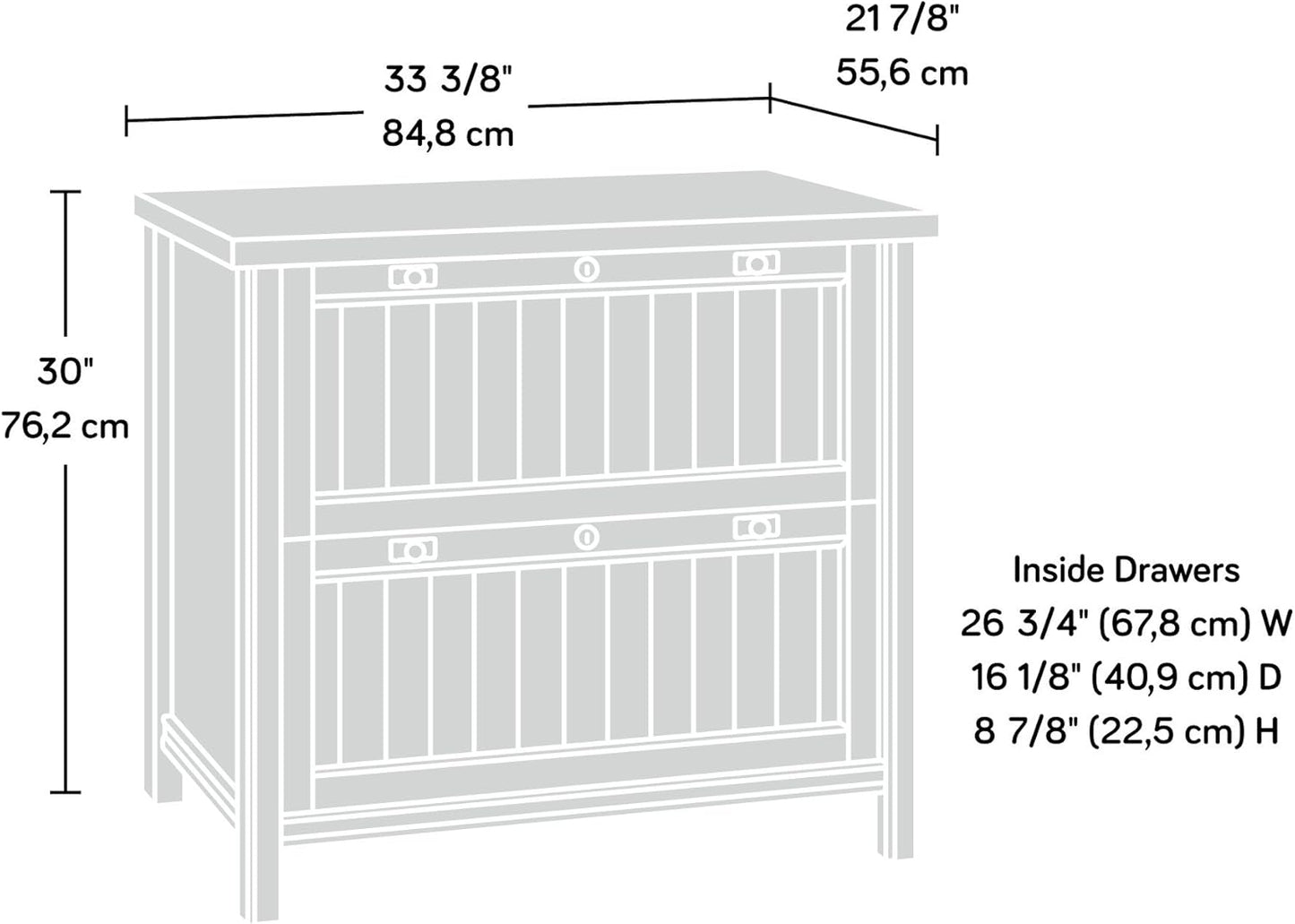 Sauder Costa Lateral File Cabinet, 2-Drawer, Coffee Oak, Locking, Rustic Cottage Style