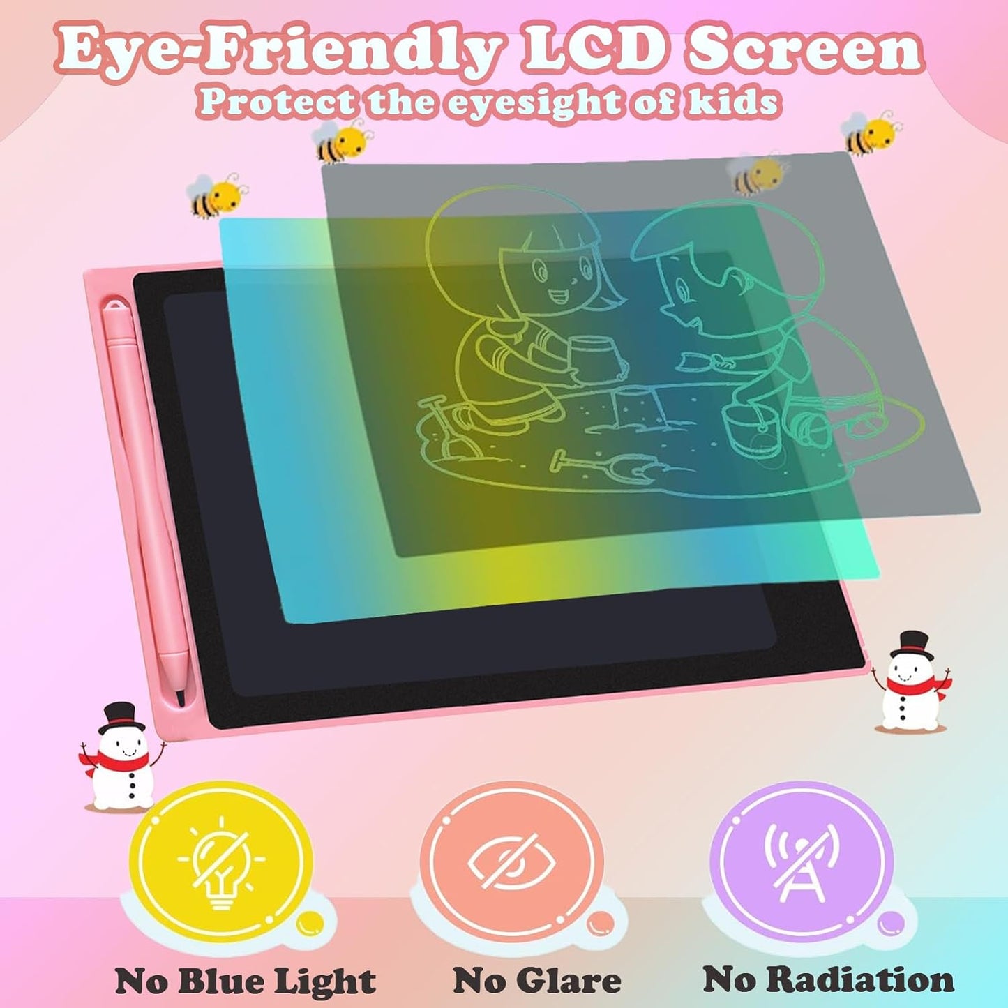 2 Pack LCD Writing Tablet for Kids 8.5 Inch Colorful Toddler Drawing Board Kid Travel Games Activity Learning Doodle Board Toys Gift for Age 3 4 5 6 7 8 Year Old Girls Boys(Black+Red)