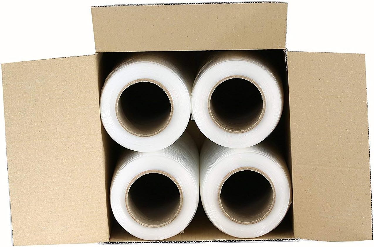 8 Rolls 18" x 1500 Ft Stretch Wrap Heavy Duty, Industrial Strength Shrink Wrap, 55 Gauge High Performance Stretch Film Replaces 80 Gauge Low Films, Clear Hand Stretch Wrap