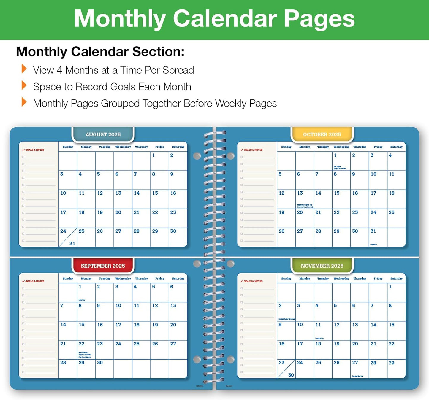 Global Datebooks Dated Middle School or High School Student Planner for Academic Year 2025-2026 Includes Ruler/Bookmark and Planning Stickers (Matrix Style - 8.5"x11" - Retro)