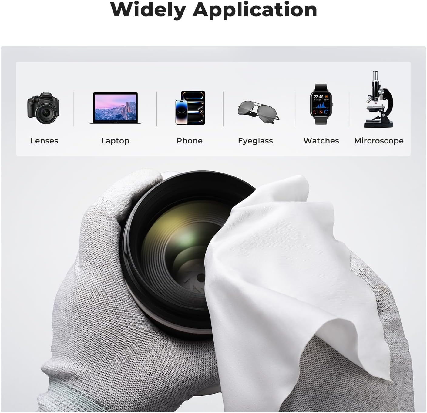 K&F Concept 80 Pack Microfiber Cleaning Cloths for Glasses, 6''x6'' Individually Wrapped Lens Cleaning Cloths for Cameras, LCD Screens, iPad, Tablets, Laptops, Telescope