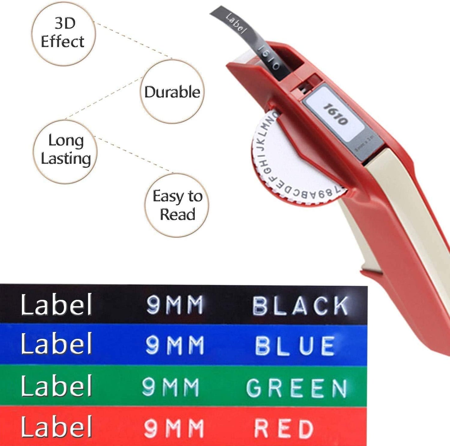 Pristar Compatible for DYMO Embossing 3D Plastic Label Tapes 9mm, Work with DYMO Junior Home Embossing Label Maker, Organizer Xpress Pro, Neon Pink/Orange/Green/Gold/Silver, 3/8" x 9.8', 10-Pack