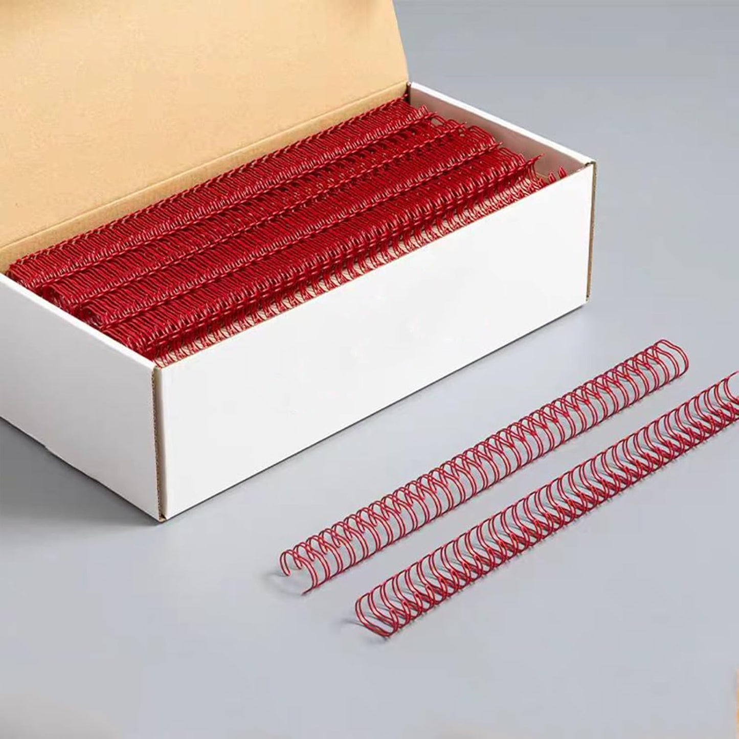 100 Pack Double Loop Wire Binding Spines, YolieraArt Wire Binding Spines, 5/8 Inch Binding Wire for Letter Size (140 Sheet Capacity, 100P, 3:1 Pitch, Red)