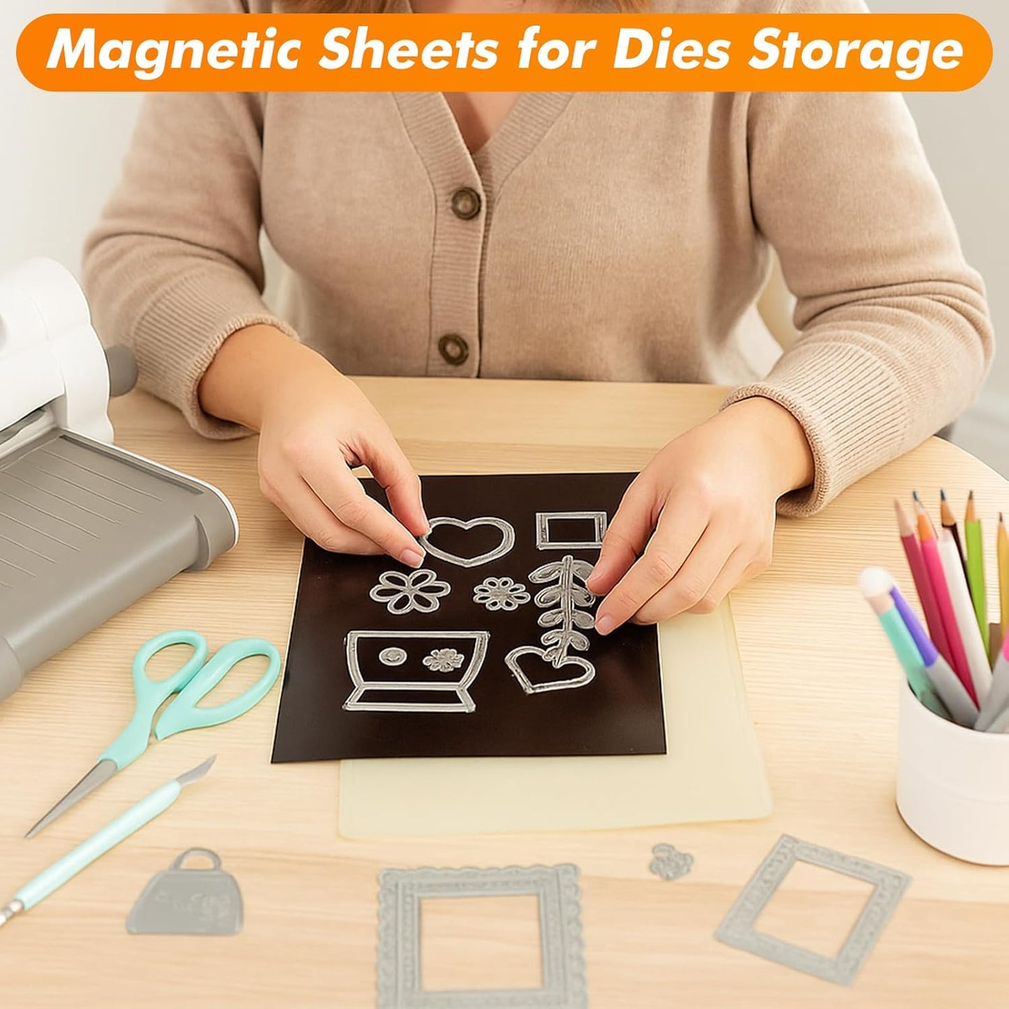 Flexible Magnetic Sheets with Adhesive Backing, 8 x 10 Inch, 20 Packs, Magnetic Contact Paper for Dies, Photos, School, Home, Office