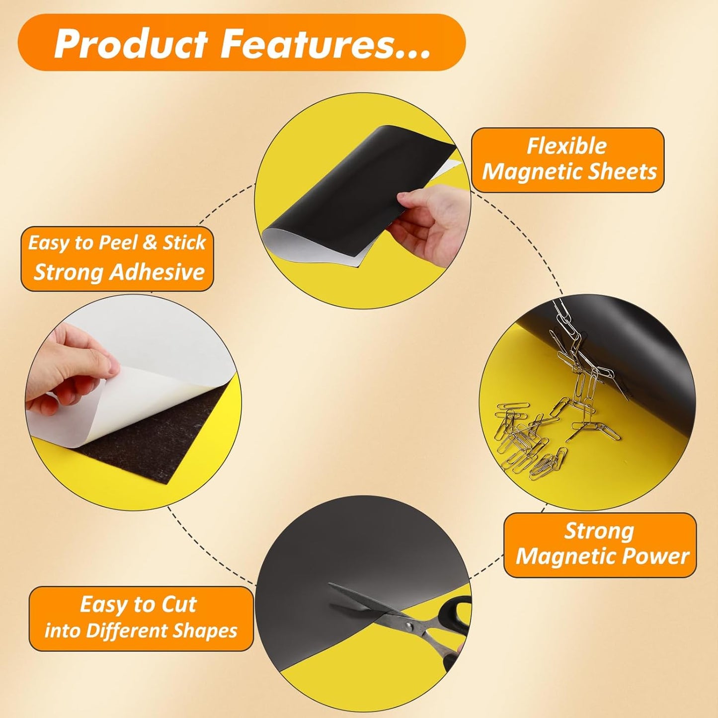 Magnetic Sheets with Adhesive Backing 8 x 10 Inch, 50 Packs Flexible Magnetic Adhesive Sheets, Magnetic Contact Paper, Adhesive Magnetic Sheets for Dies Storage, Photos, School, Home, Office