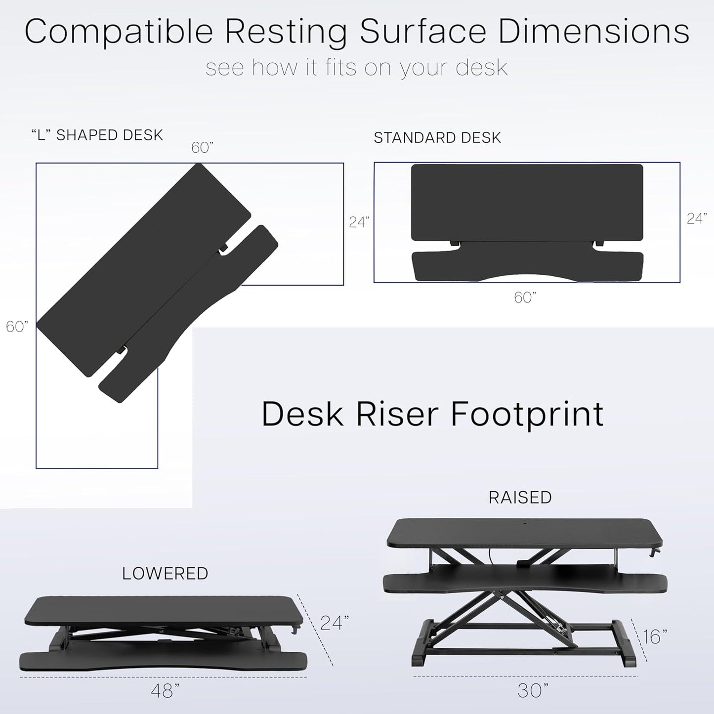 VIVO 48 inch Desk Converter, K Series, Height Adjustable Sit to Stand Riser, Dual Monitor and Laptop Workstation with Wide Keyboard Tray, White, DESK-V048KW