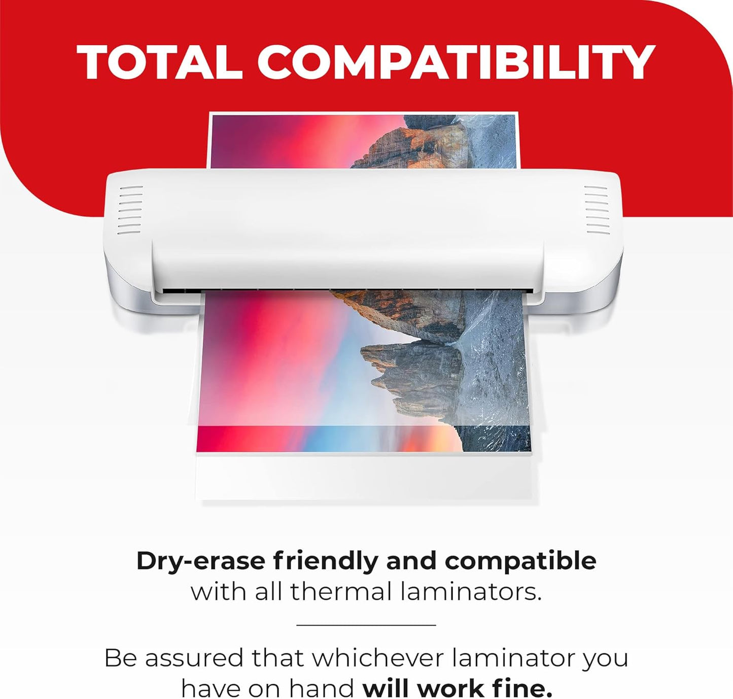 5MIL Thermal Laminating Sheets (100 Count) 4.3x6.3 inch, Card Size Dry-Erase Friendly Sheets, Compatible with Laminators Crystal, Clear Laminated Finish