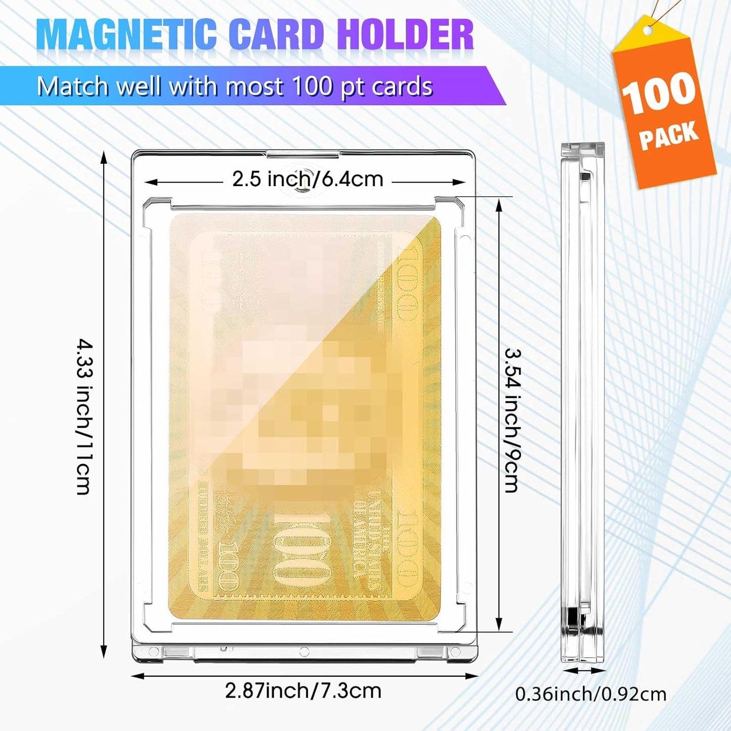 SATINIOR 100 Pcs 100 Pt Magnetic Card Holder, Holder Case Clear Protectors for Thick Baseball Football Hockey Cards