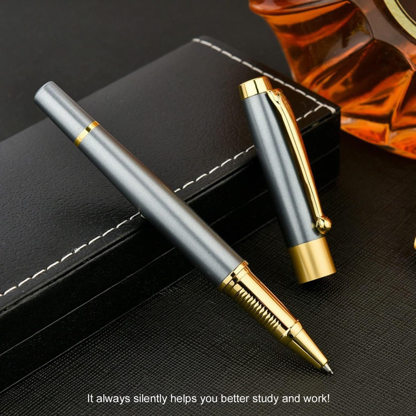 YIVONKA Ballpoint Pen Black Refill,Luxury Ballpoint Line width 0.5mm,Best Ball Pen Gift Set for Men & Women Professional Executive,Office,Nice BallPens Classy Gift Box (2 Blue)