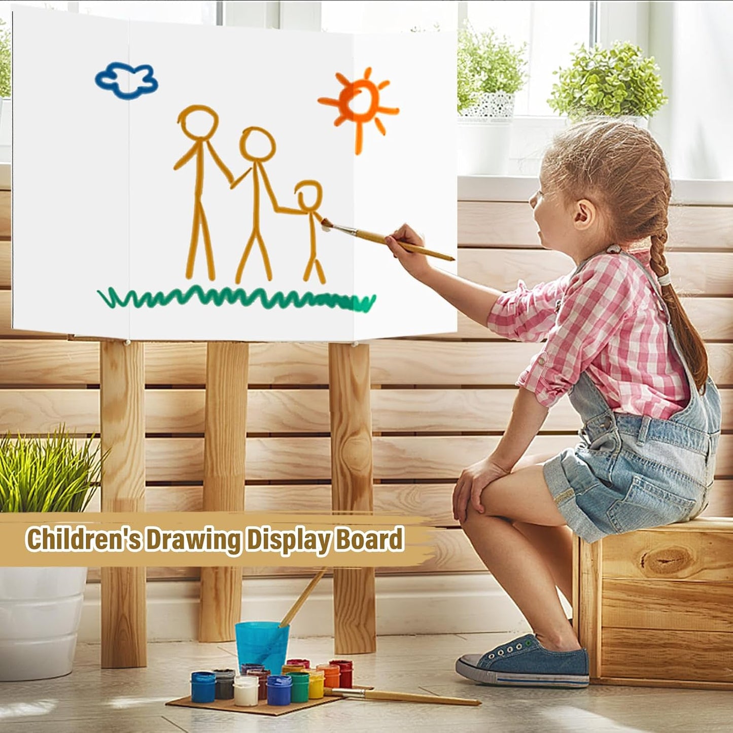 4 Pcs Trifold Poster Board, 26x17 inches White Poster Board Comes with Sticky Accessories, Corrugated Presentation Boards, Display Board for School Projects, Business Presentations
