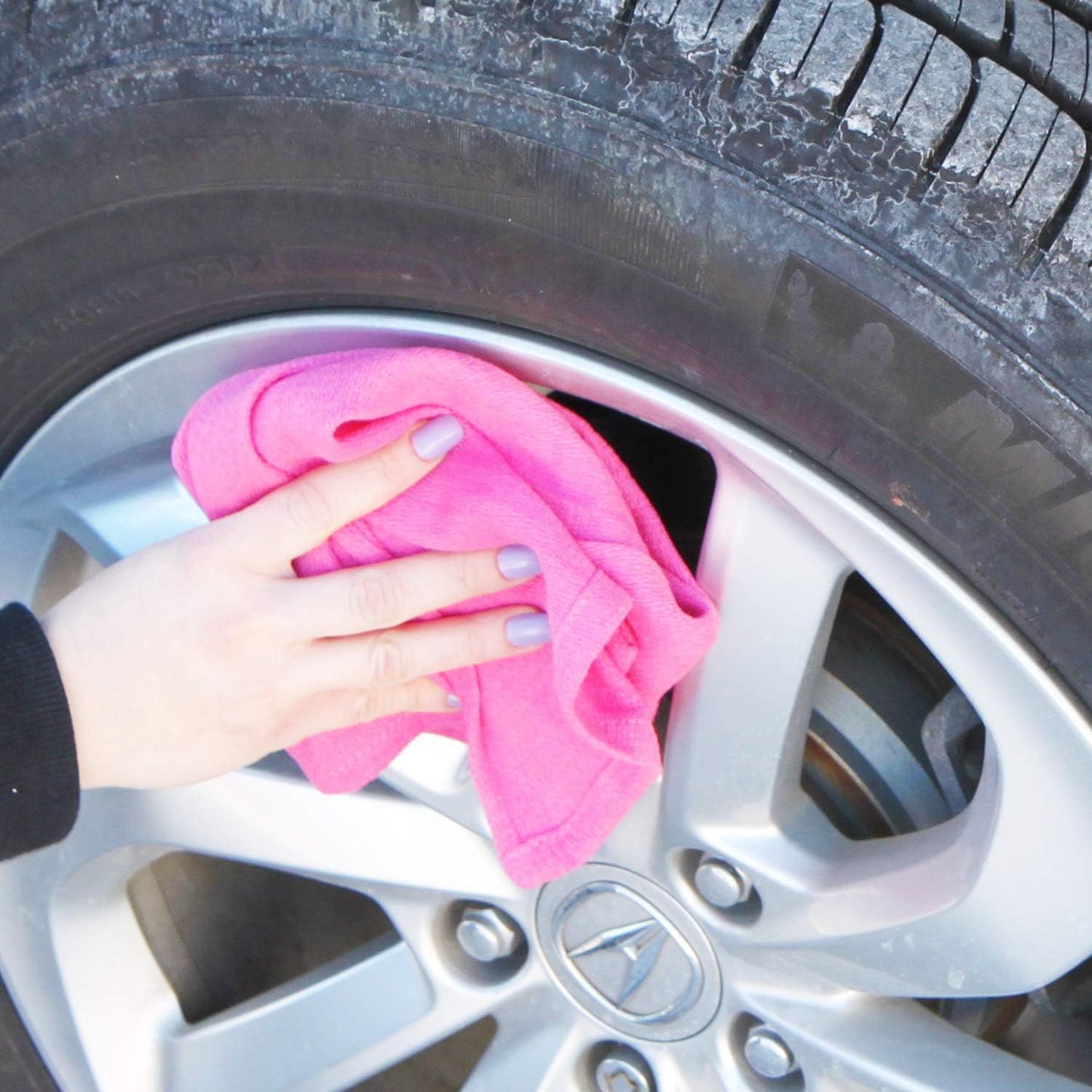 Arkwright Surgical Huck Towels - (Pack of 12) Lint Free & Highly Absorbent Pre-Treated Cotton Cleaning Cloths, Perfect for Medical, Auto Detailing, Window Glass, and Shop, 16 x 26 in, Pink