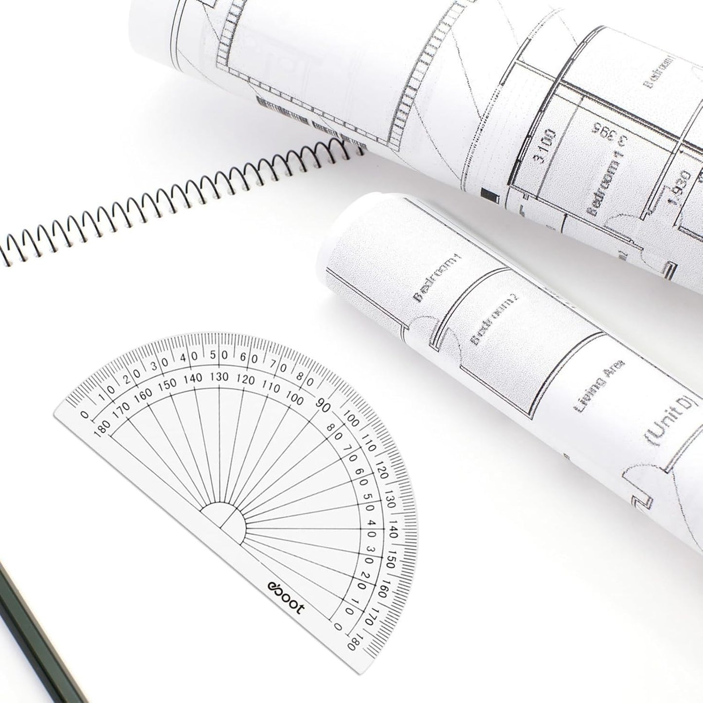 EBOOT 25 Pcs Math Protractors Plastic Protractor 180 Degrees, 4 Inches (Clear)