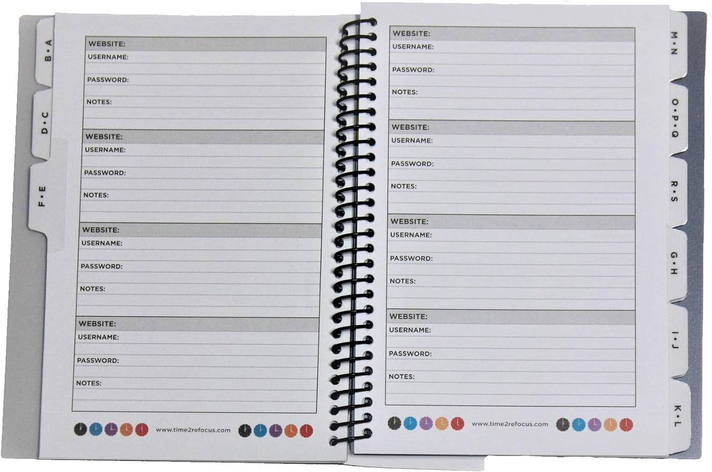 RE-FOCUS THE CREATIVE OFFICE, Password Book Keeper, Small, Mini, Green, Camouflage, Alphabetical Tabs, Spiral Bound, Removable Sheets, Journal Organizer, Includes Website Address, Username, Password