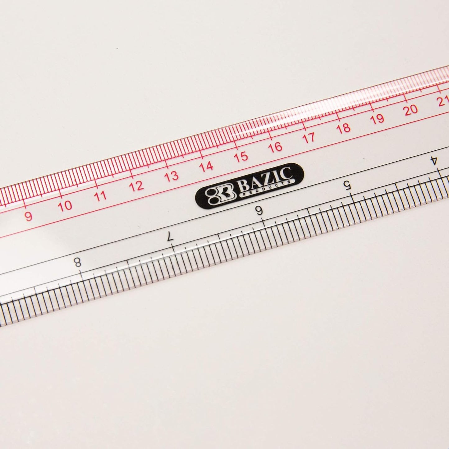 BAZIC Plastic Clear Ruler 12" (30cm), Inches Centimeter Metric Measuring Drafting Rulers, for Students School Supplies, 24-Pack