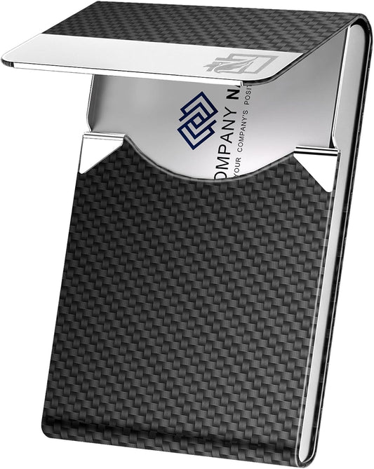 Business Card Holder with Ultra Slim Design, Business Card Case with Premium PU Leather, Suit Pocket Metal Card Holder for Women/Men, Magnetic Closure Quick Access Cards, Small and Easy to Carry