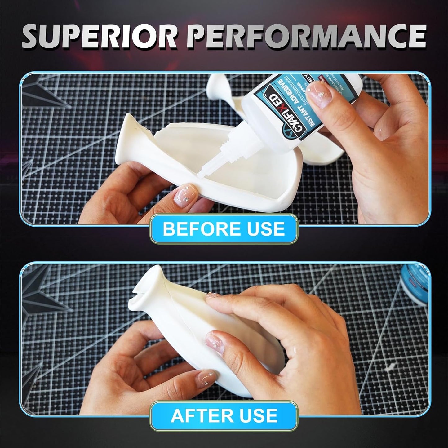 Super Glue Liquid, Instant Clear Cyanoacrylate Thin Viscosity Adhesive, Food Safe CA Glue for Shoe Sole Repair Leather Ceramic Plastic Glass Metal Wood Aquarium Porcelain Rubber Pottery Model Craft
