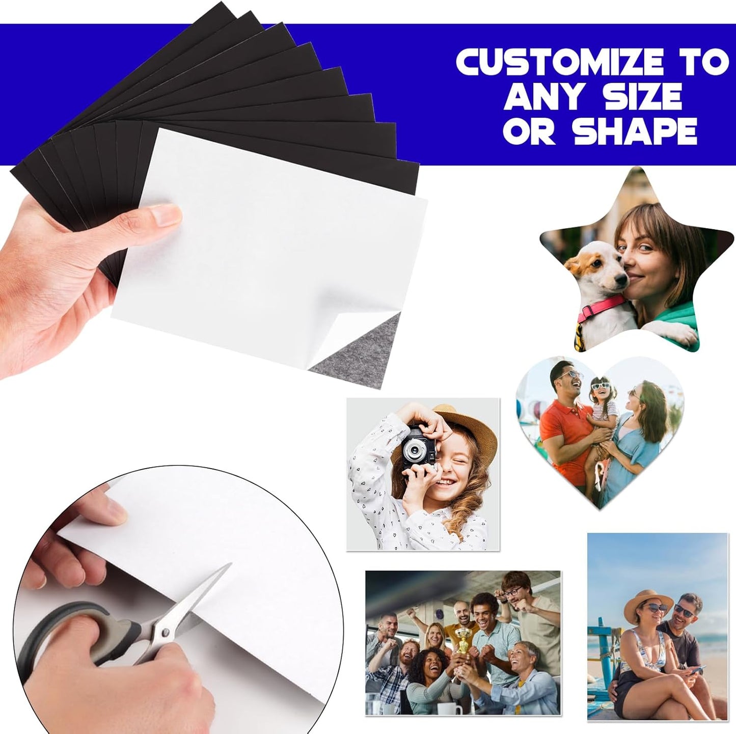 90 Pieces Picture Magnetic Adhesive Sheets (8" by 10"),8X10 Adhesive Magnet Sheets for Photo Frames,Self Sticky Magnets for Sticker