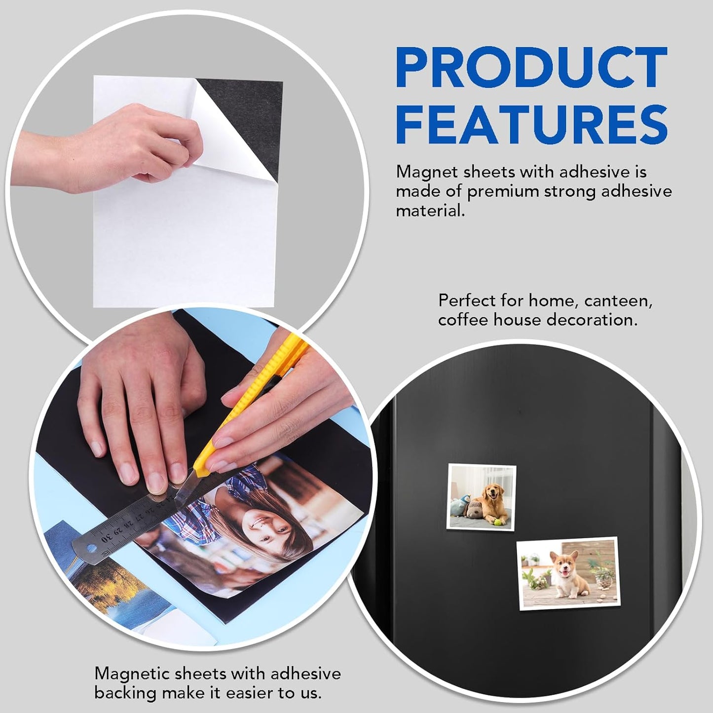 DIYMAG Magnetic Adhesive Sheets, |4" x 6"|, 40 Pack Cuttable Magnetism Sheet, Flexible Magnet with Adhesives for Crafts, Photos, Easy Peel and Stick