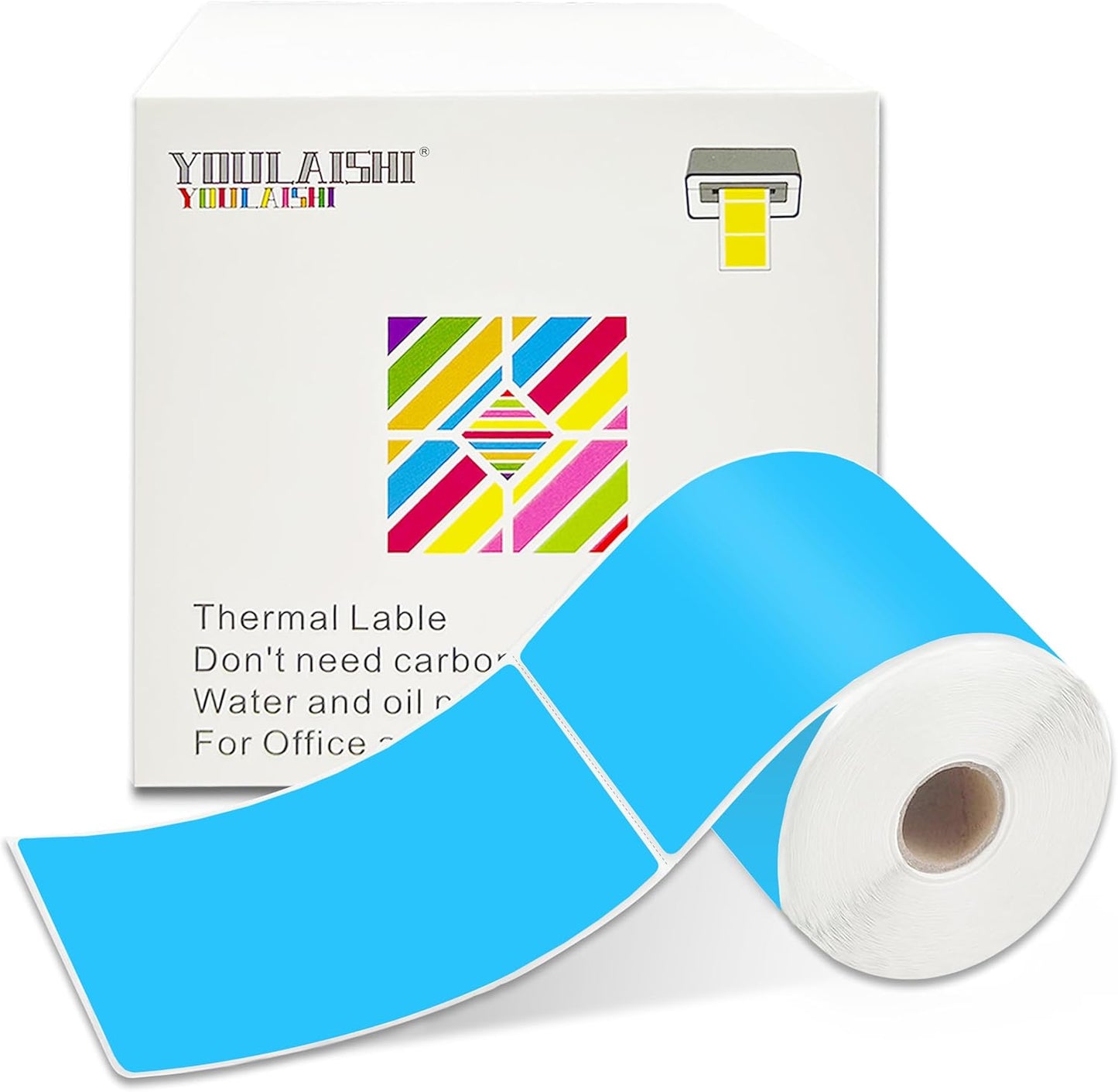 3 X 5 Inch Printable Waterproof Rectangle Color Coding Labels, 300 Per Roll Adhesive Color Coding Stickers for Bar-Codes, Address, Small Business Labeling, Inventory (Sky Blue)