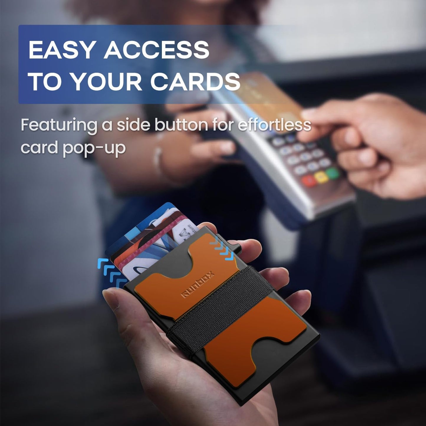 Slim Card Holder Wallet for Men, Minimalist RFID Blocking Wallet with Pop Up Function, Ultra-Thin Design, Metal Business Card Cases holds 12+ Cards, Gifts for Men, Men's Accessories