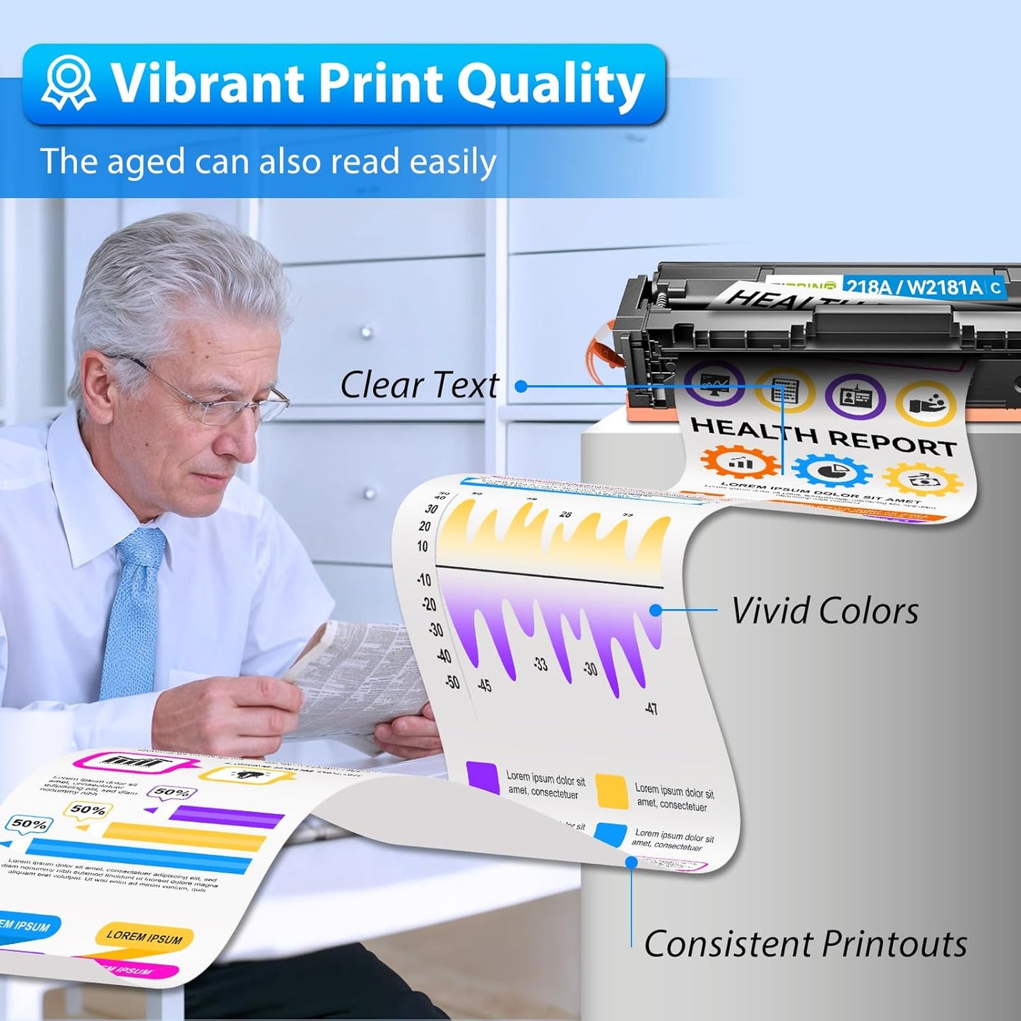 218A Toner Cartridges 4 Pack with Chip - 3301fdw Compatible Replacement for HP 218X 218A Color Laserjet Pro MFP 3301fdw 3301sdw 3201dw 3301cdw Printer High Yield W2180A (Black Yellow Magenta Cyan)