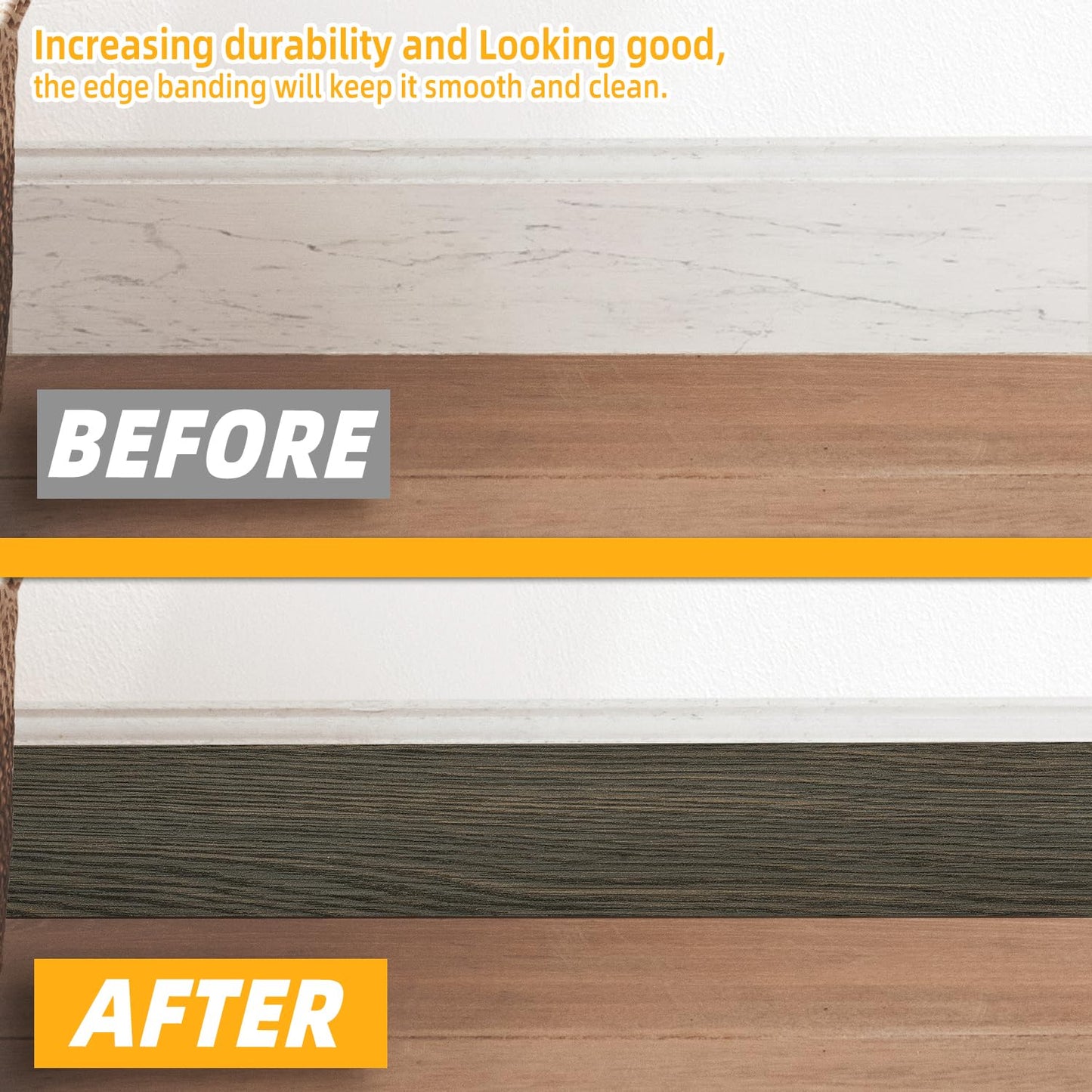 GSCIT Club Black Walnut Wallpaper, 2.4 inch X 25ft Self Adhesive Wood Grain Repair Tape Black Walnut Repair Patch for Tables, Chairs, Baseboards, Doors, Windows, Floors, Handicraft DIY.