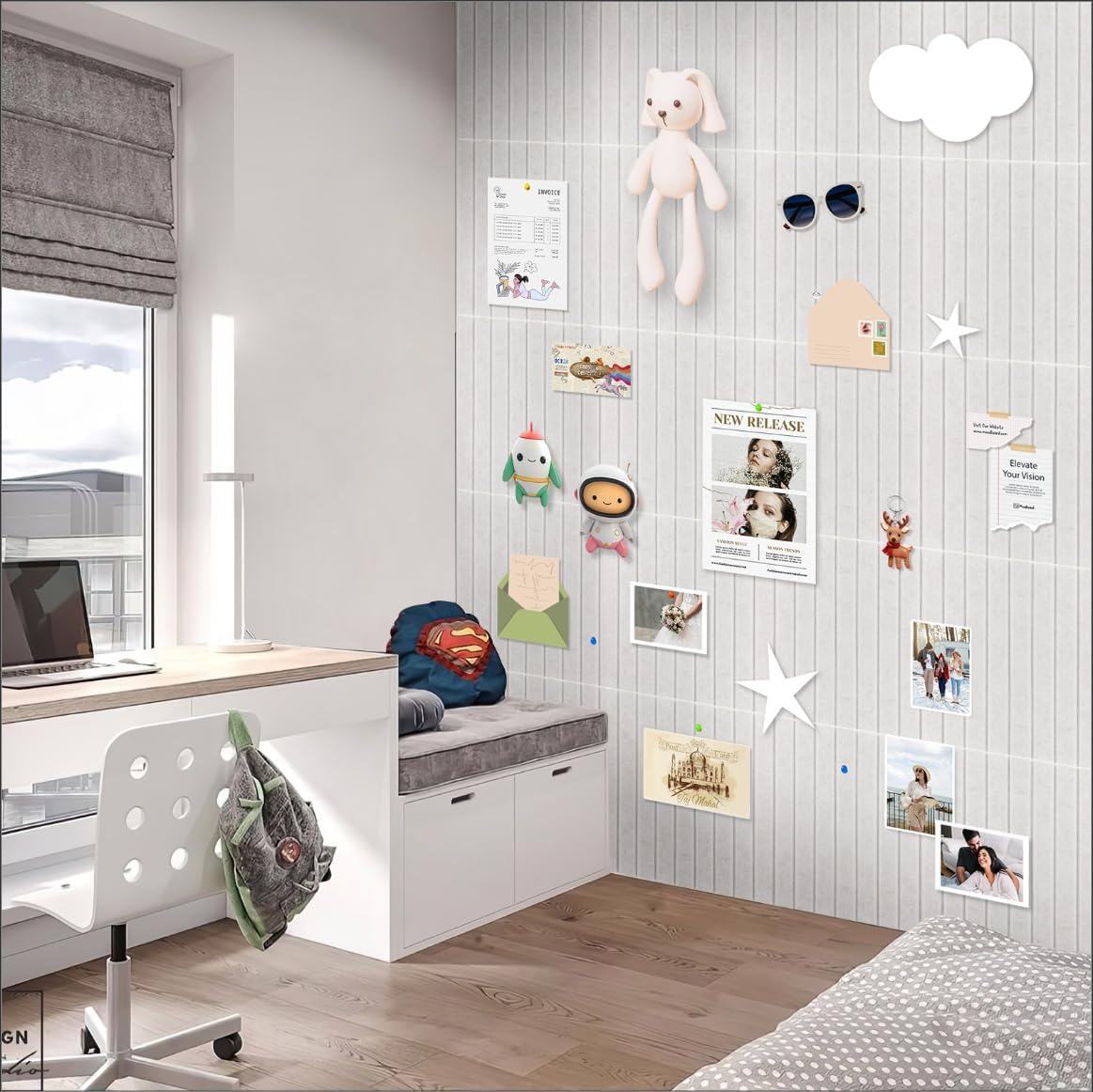 Smarpau Large Cork Board 48"X36", 12 Pack Felt Bulletin Boards, Corkboard Pin Board with 50 Removable Adhesive Tabs 35 Pushpins, Cork Wall Tiles for Office Home Classroom