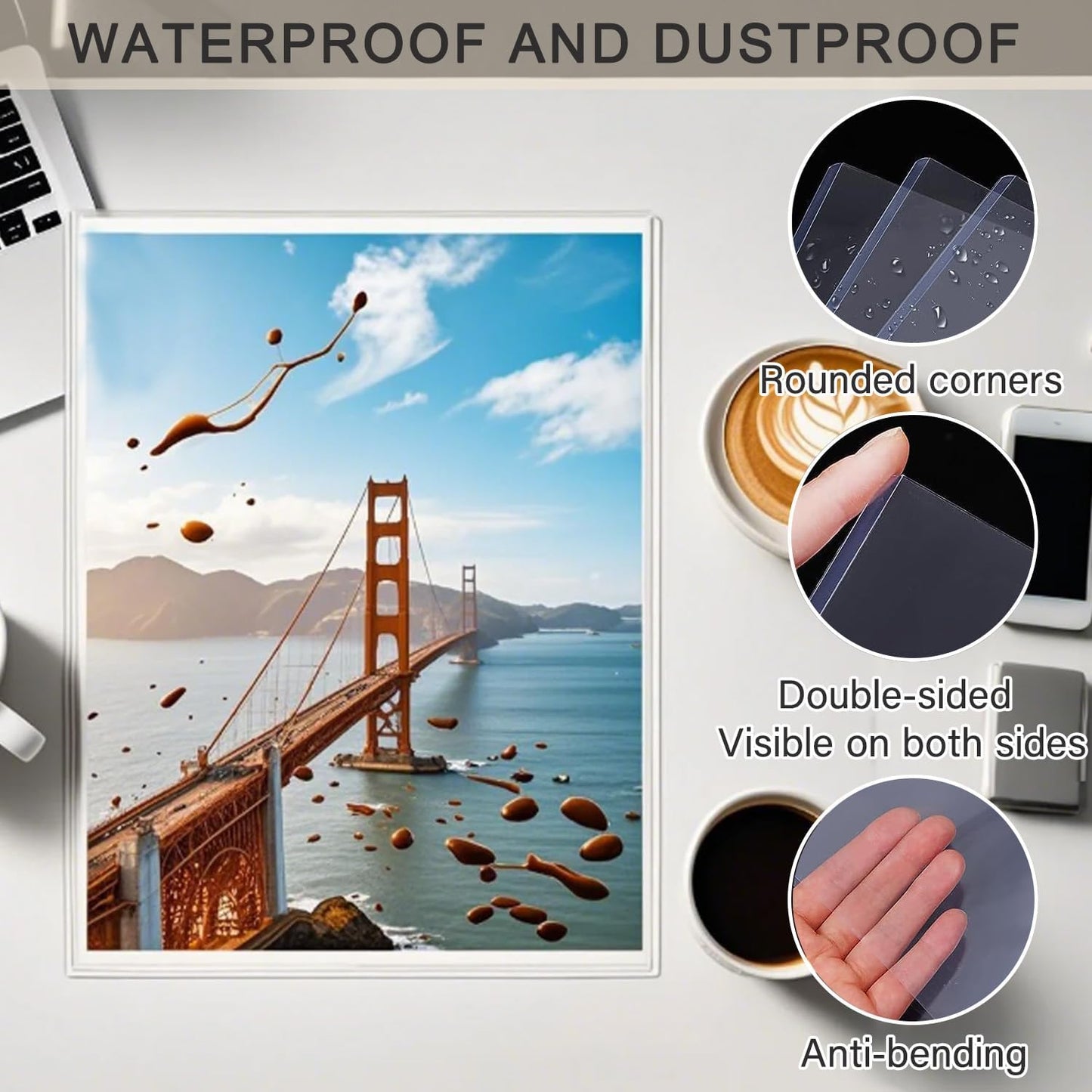 12PCS 6" x 9" Clear Rigid Card Sleeves – Waterproof Hard Plastic Protectors for Postcards, Prints, Photos, Trading & Sports Cards – Top Load Jumbo Sheet Holders