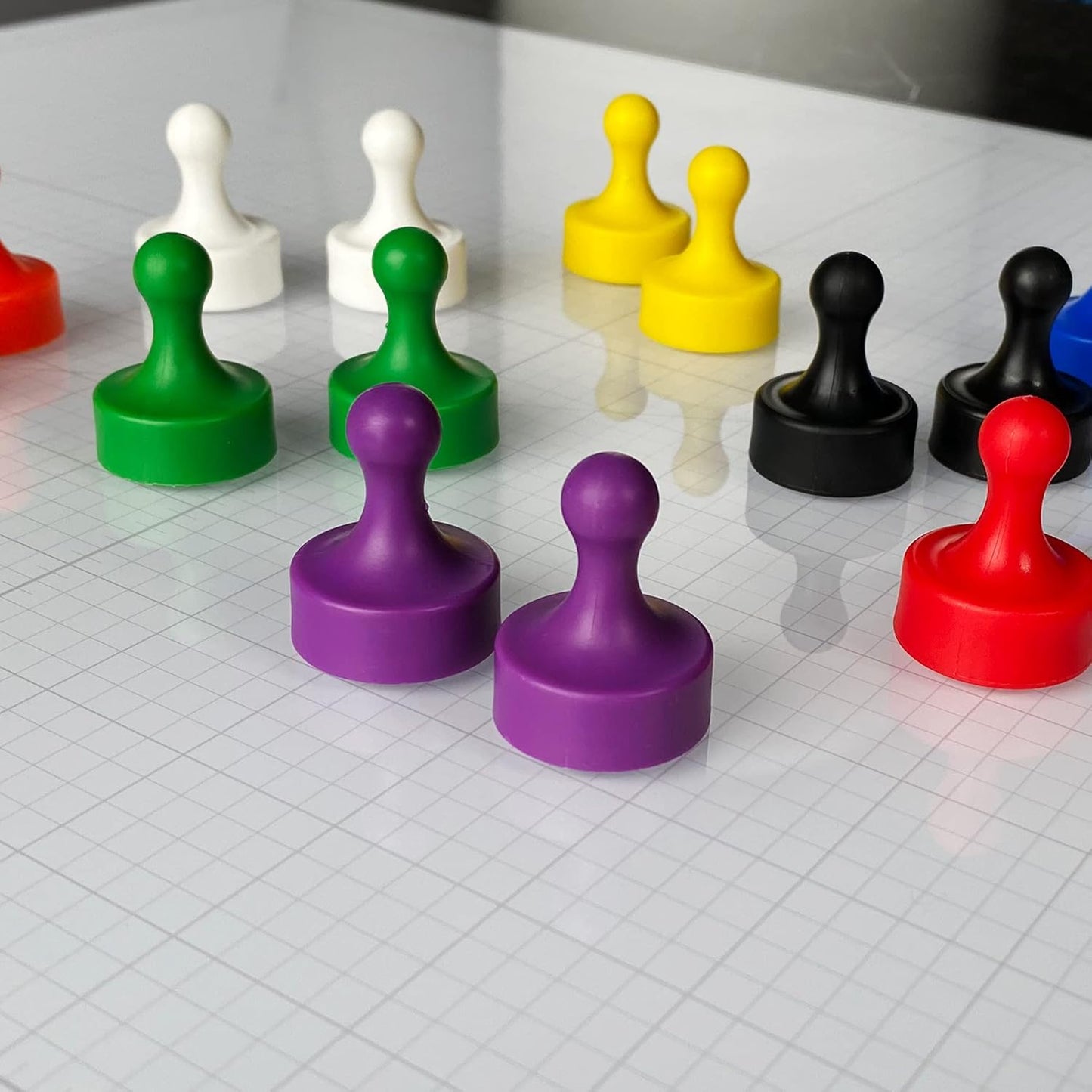 GLASSBOARD STUDIO Powerful Neodymium Magnets, Pawn-Shaped - Strong Fridge/Refrigerator and Whiteboard Magnet, Ideal for Office, Kitchen, Crafts - Rare Earth, Heavy Duty (2, Black)