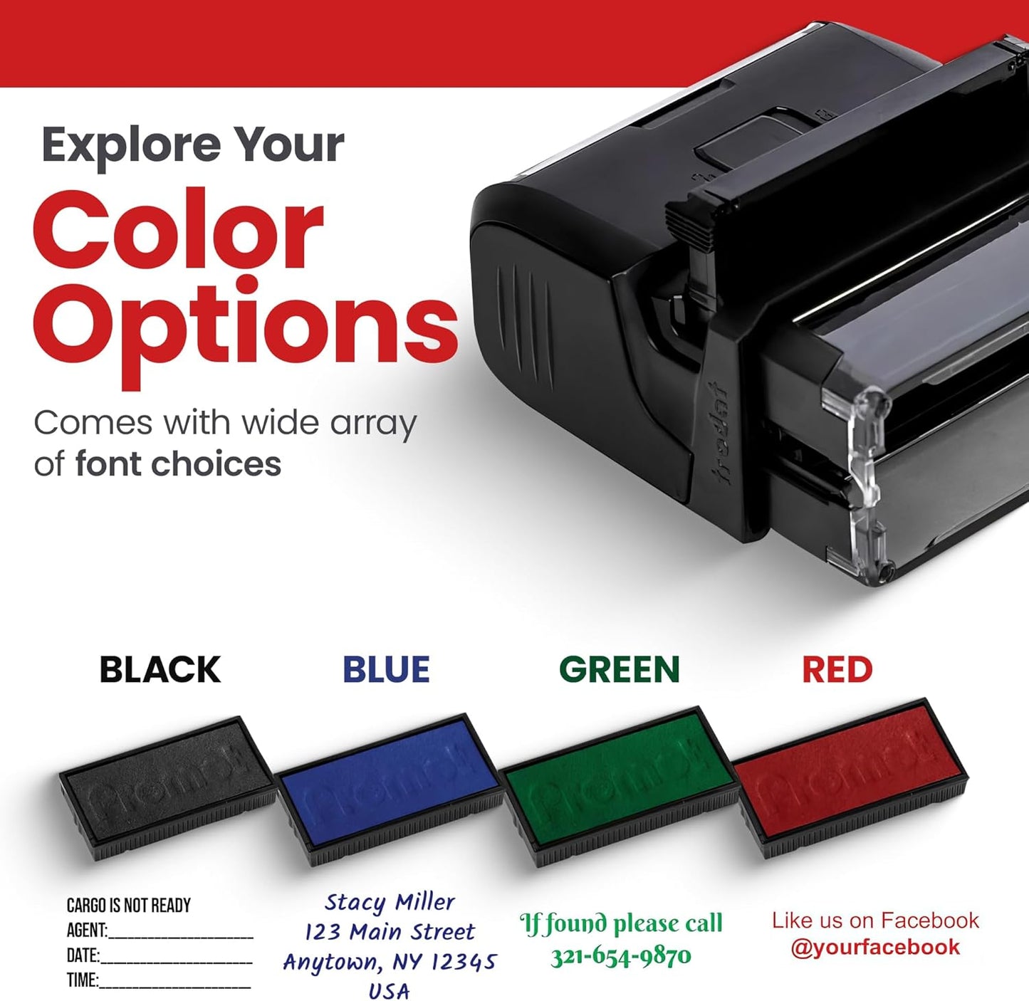 Promot Self Inking Custom Stamp - Up to 4 Lines of Personalized Text, Customized Address Stamp with Easy to Change Ink Cartridge (Extra Large)