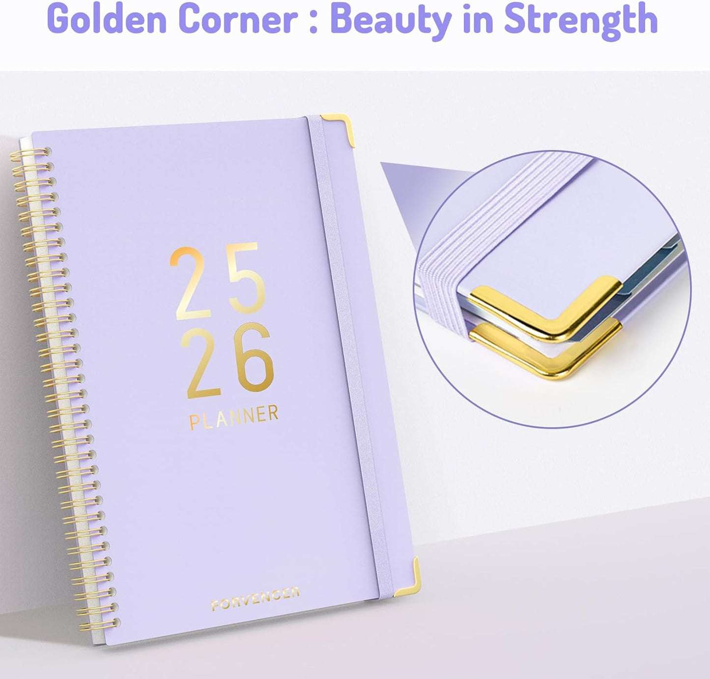 Jul 2025 - Dec 2026 Planner, Forvencer Academic Planner 2025-2026, 18 Month Daily Planner, 6" x 8", Weekly & Monthly Agenda Book, Hardcover Calendar Book, School Supplies for Student Teacher, Beige